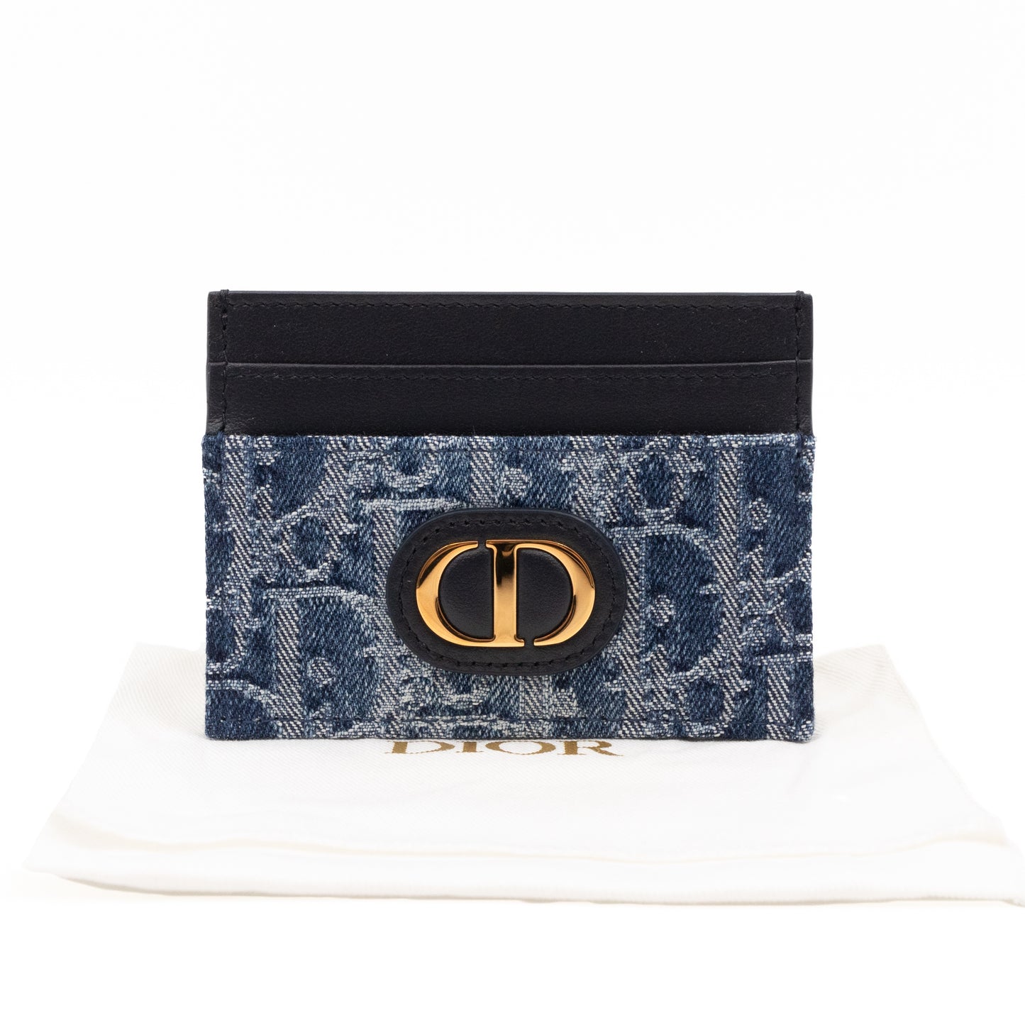 30 Montaigne Freesia Card Holder Blue Denim Dior Oblique Jacquard