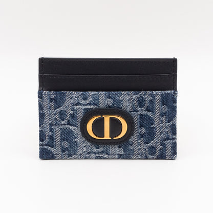 30 Montaigne Freesia Card Holder Blue Denim Dior Oblique Jacquard