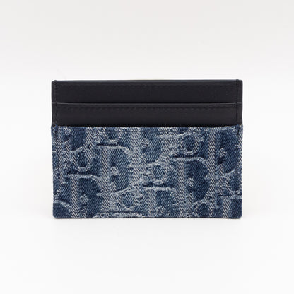 Men Wallet Dior Oblique Jacquard Card Holder Wallet Black Dior Oblique Jacquard DIOR