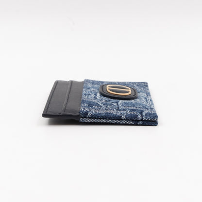 30 Montaigne Freesia Card Holder Blue Denim Dior Oblique Jacquard