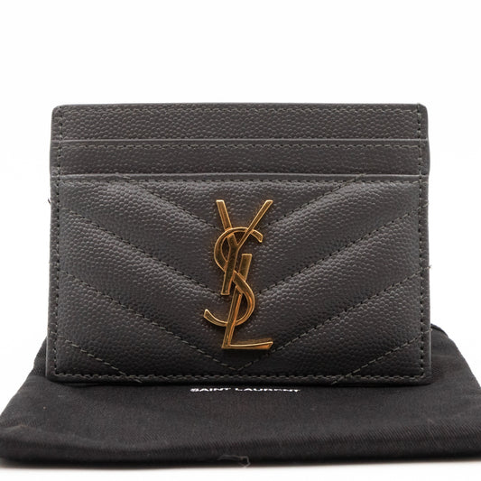 YSL Card Holder Grey Leather