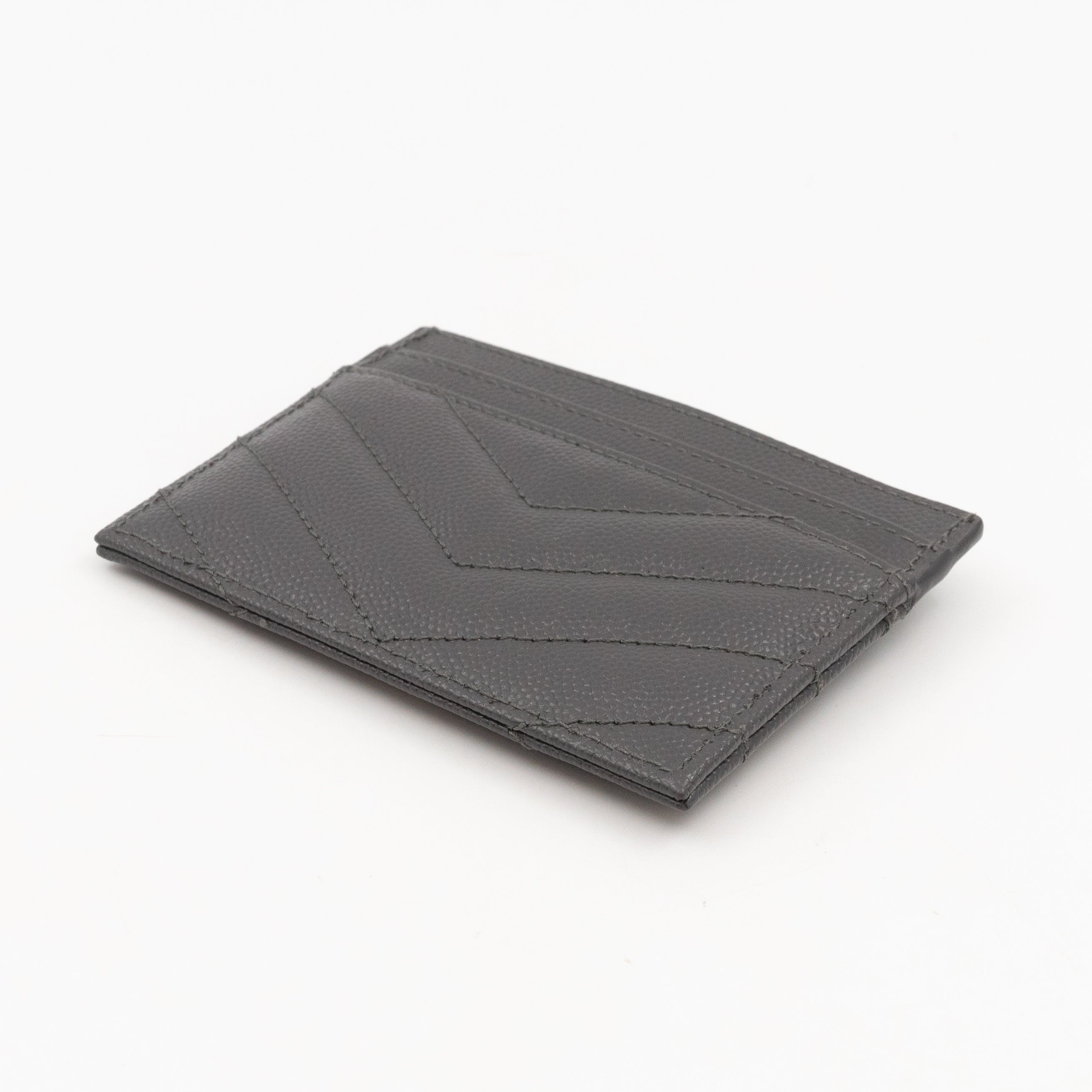 YSL Card Holder Grey Leather
