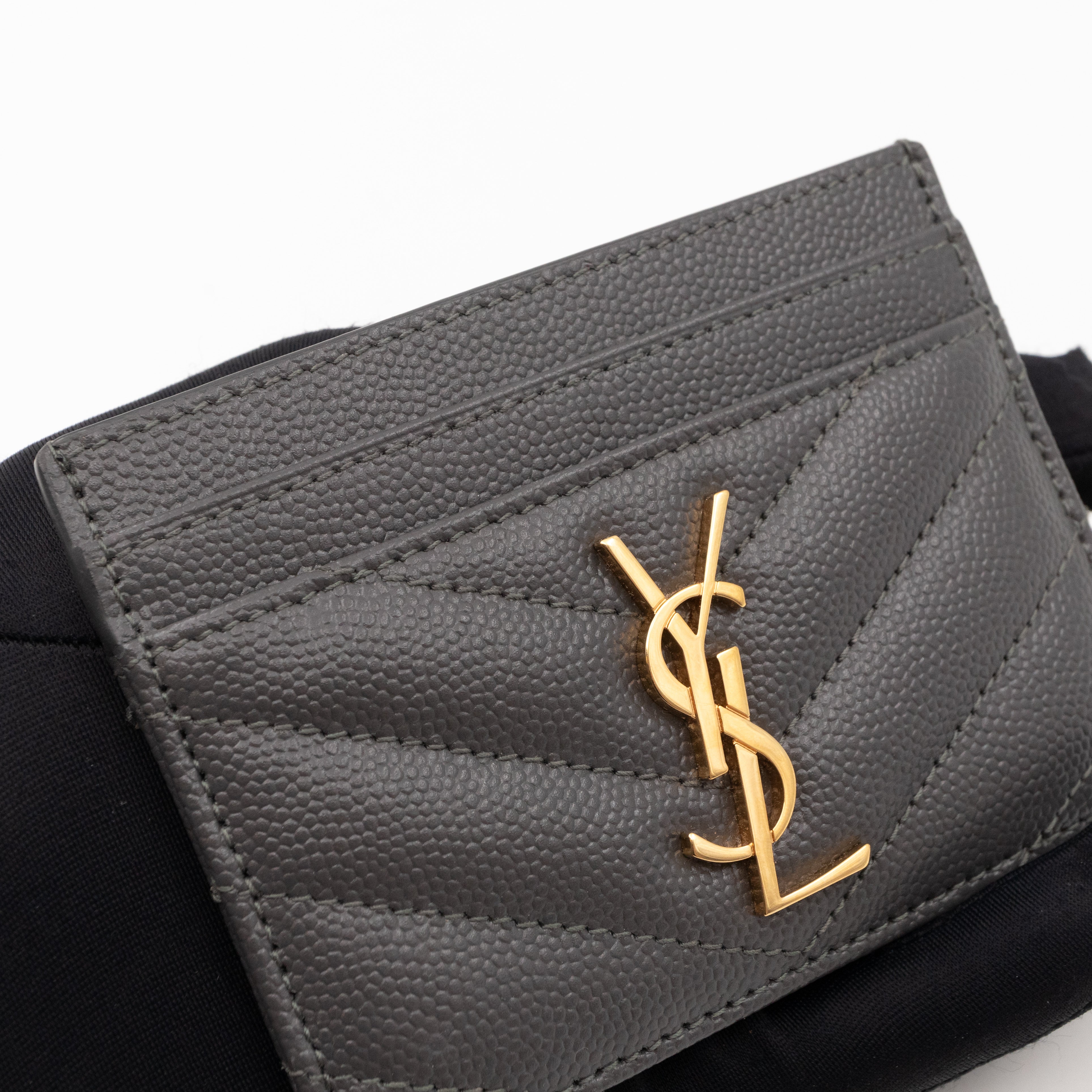 YSL Card Holder Grey Leather