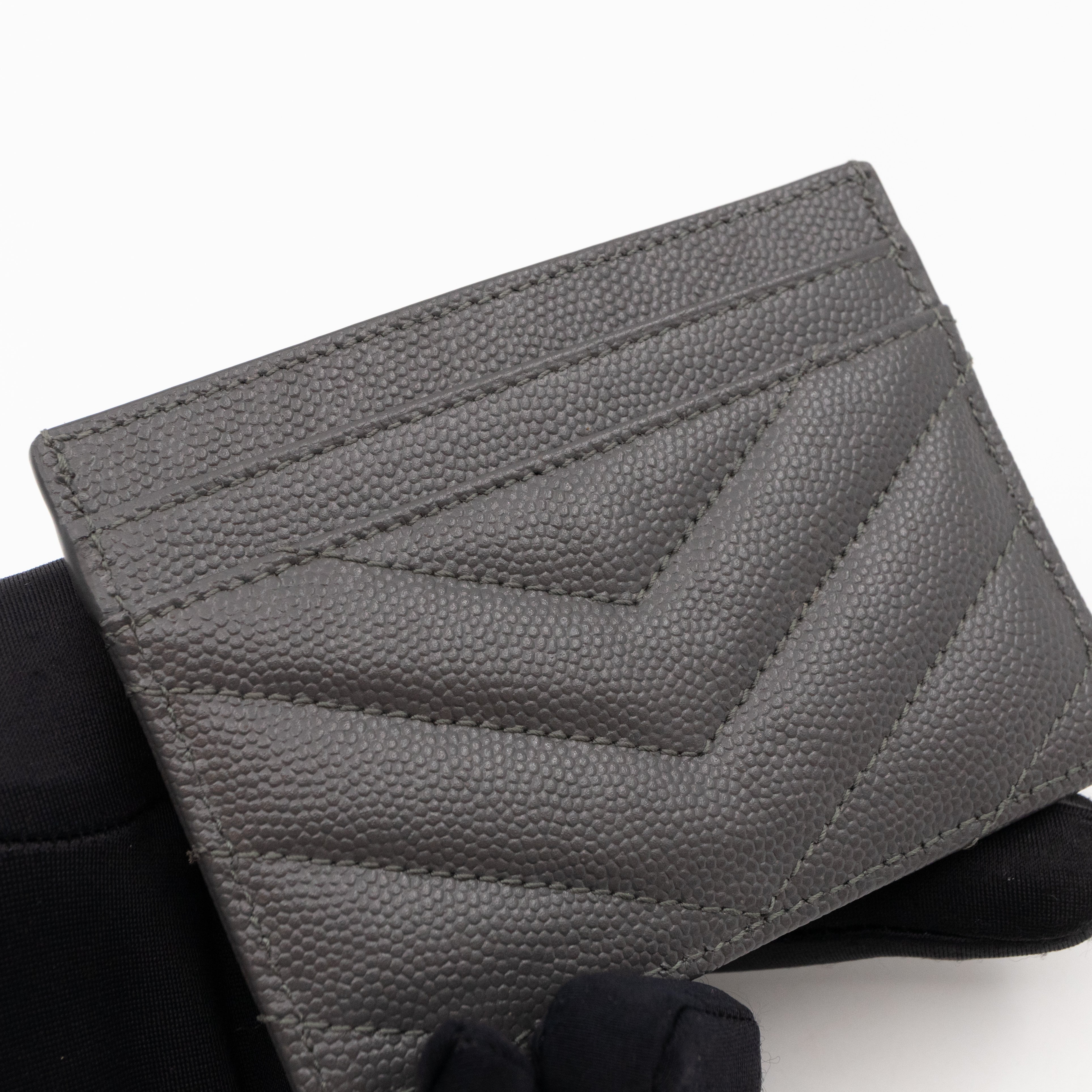 YSL Card Holder Grey Leather