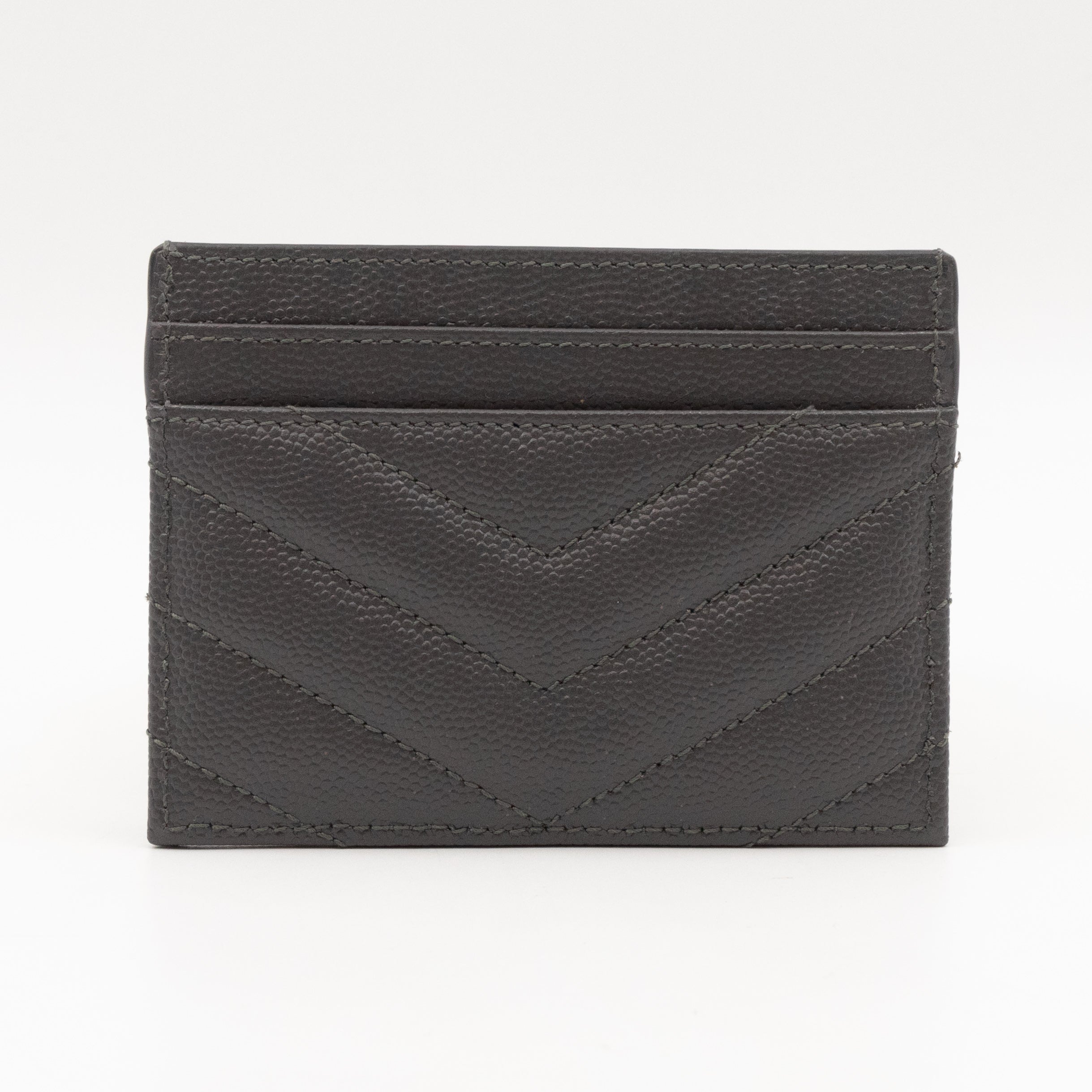 YSL Card Holder Grey Leather