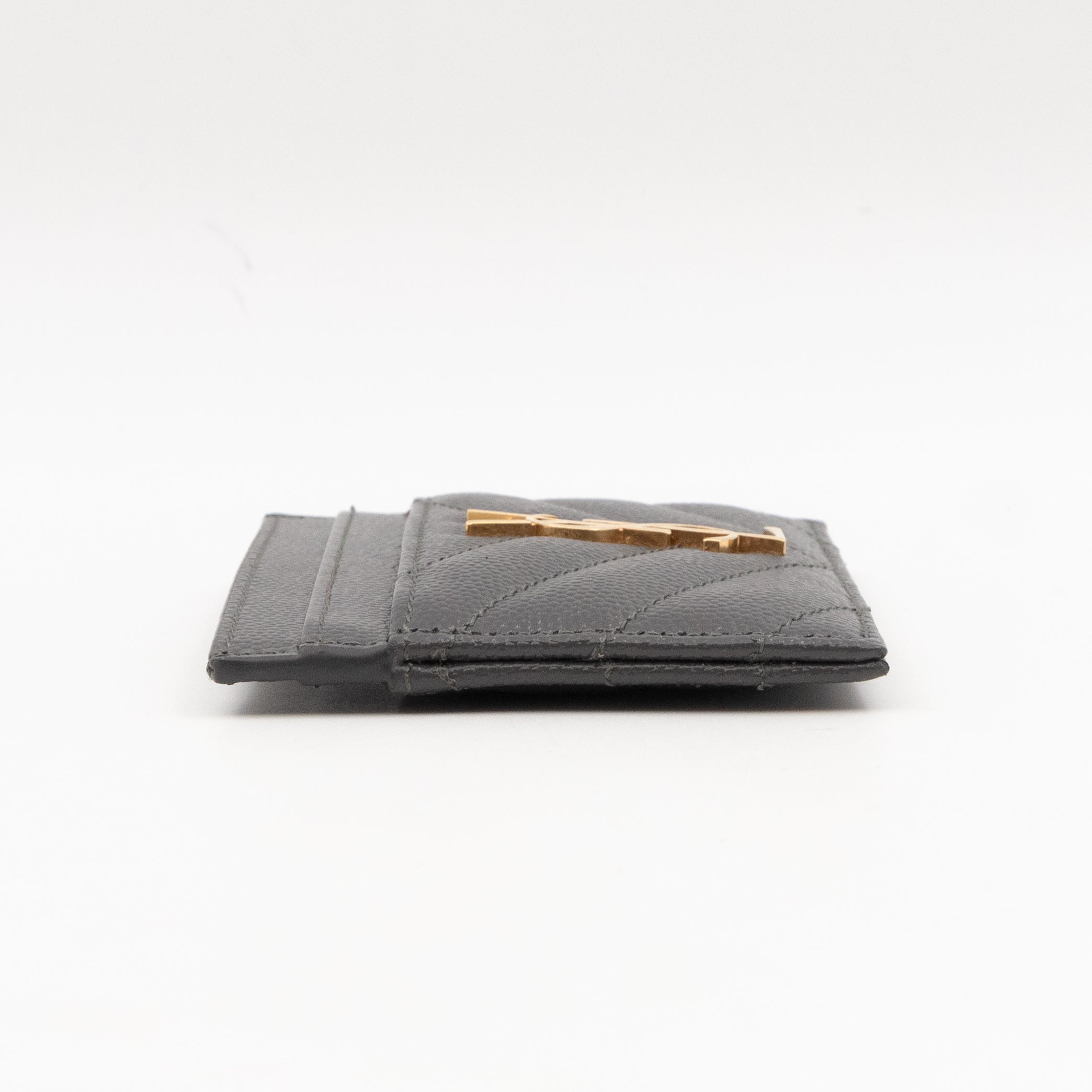 YSL Card Holder Grey Leather