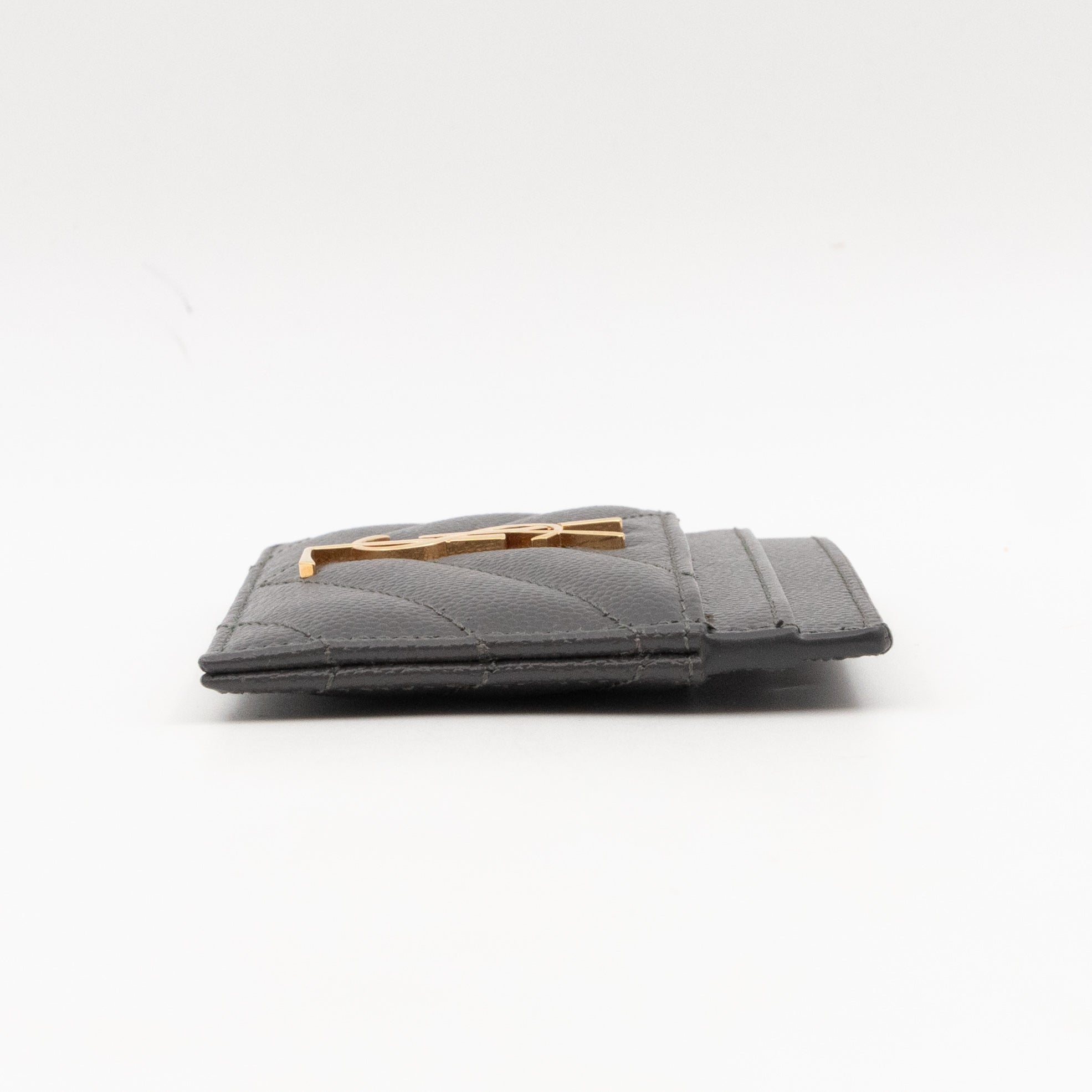 YSL Card Holder Grey Leather