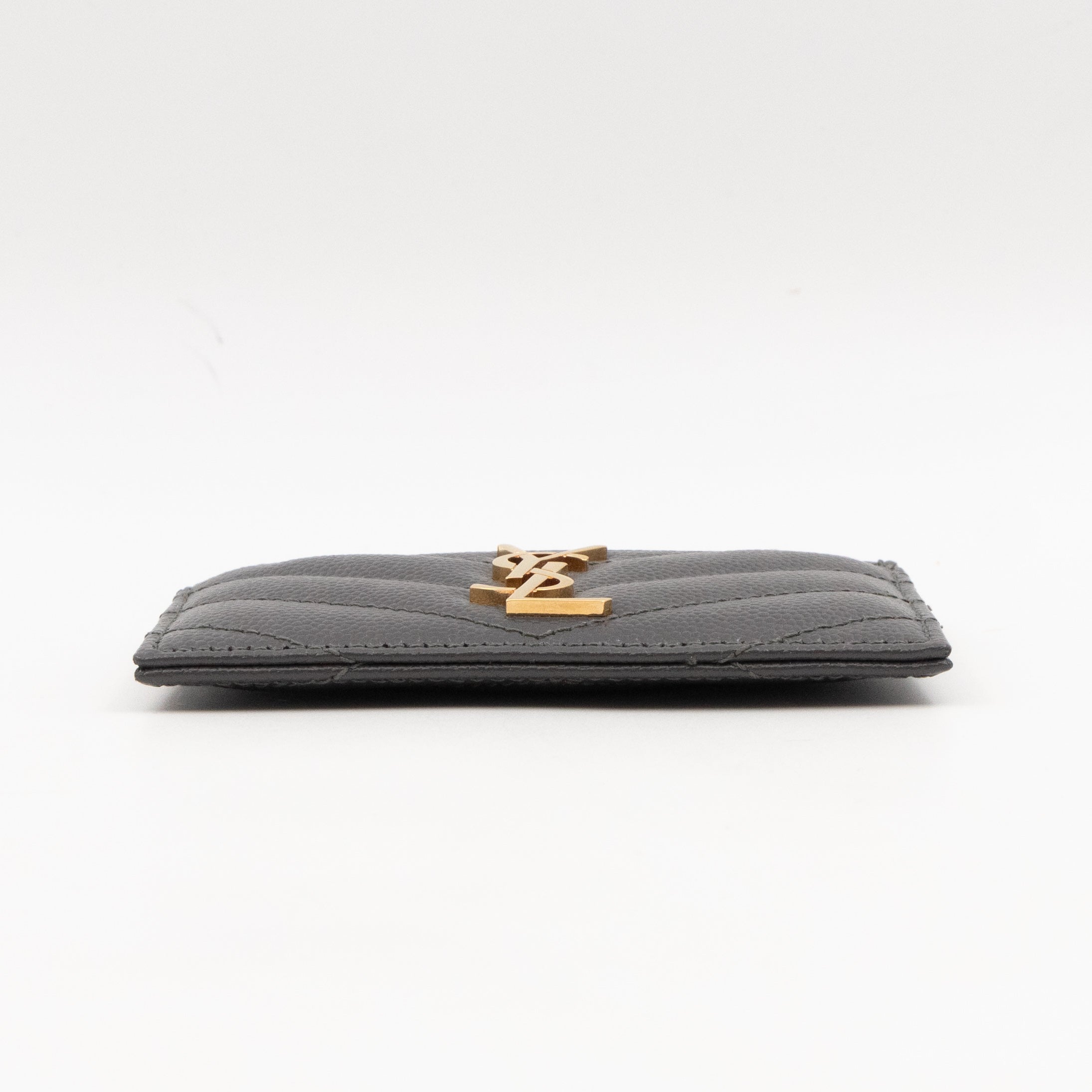 YSL Card Holder Grey Leather