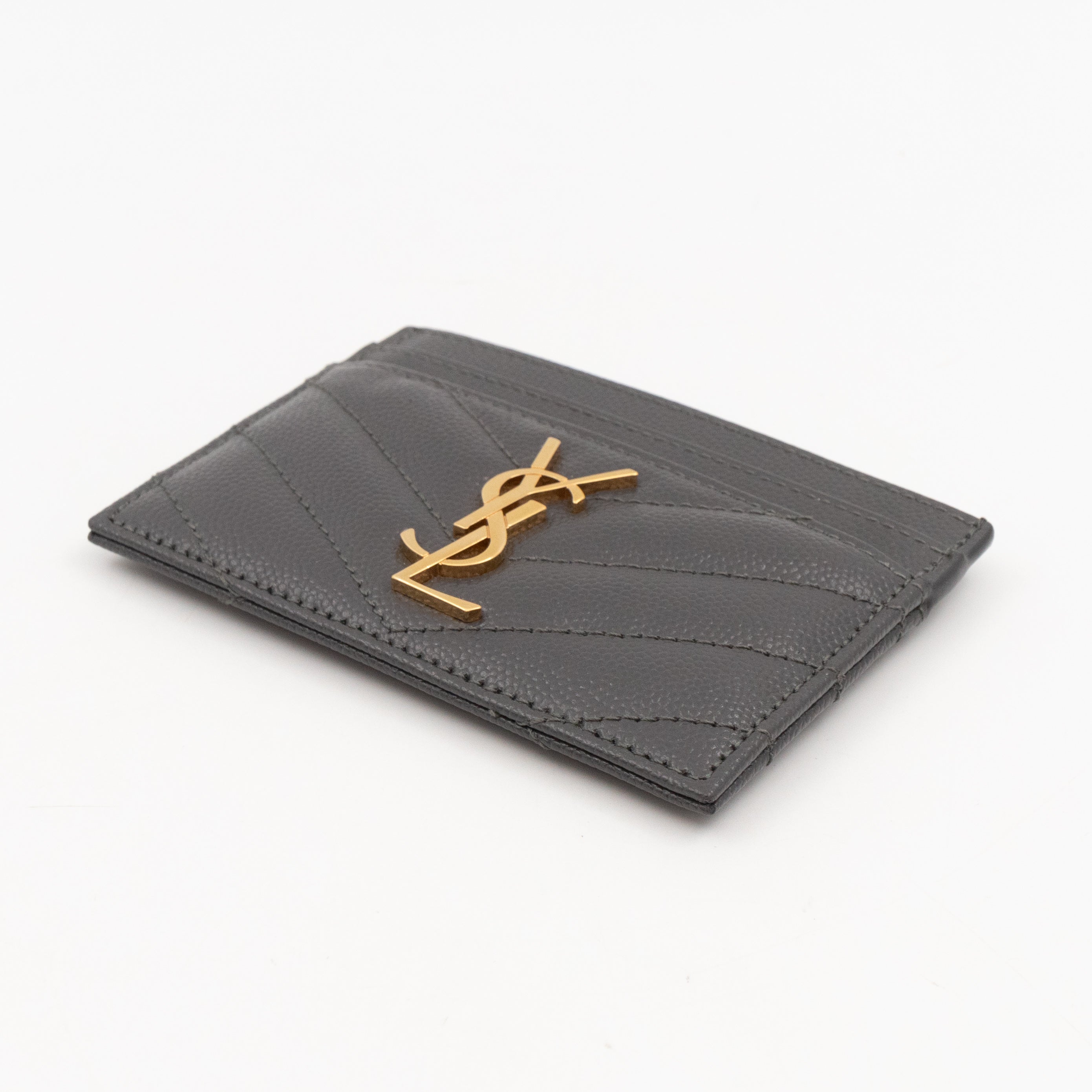 YSL Card Holder Grey Leather