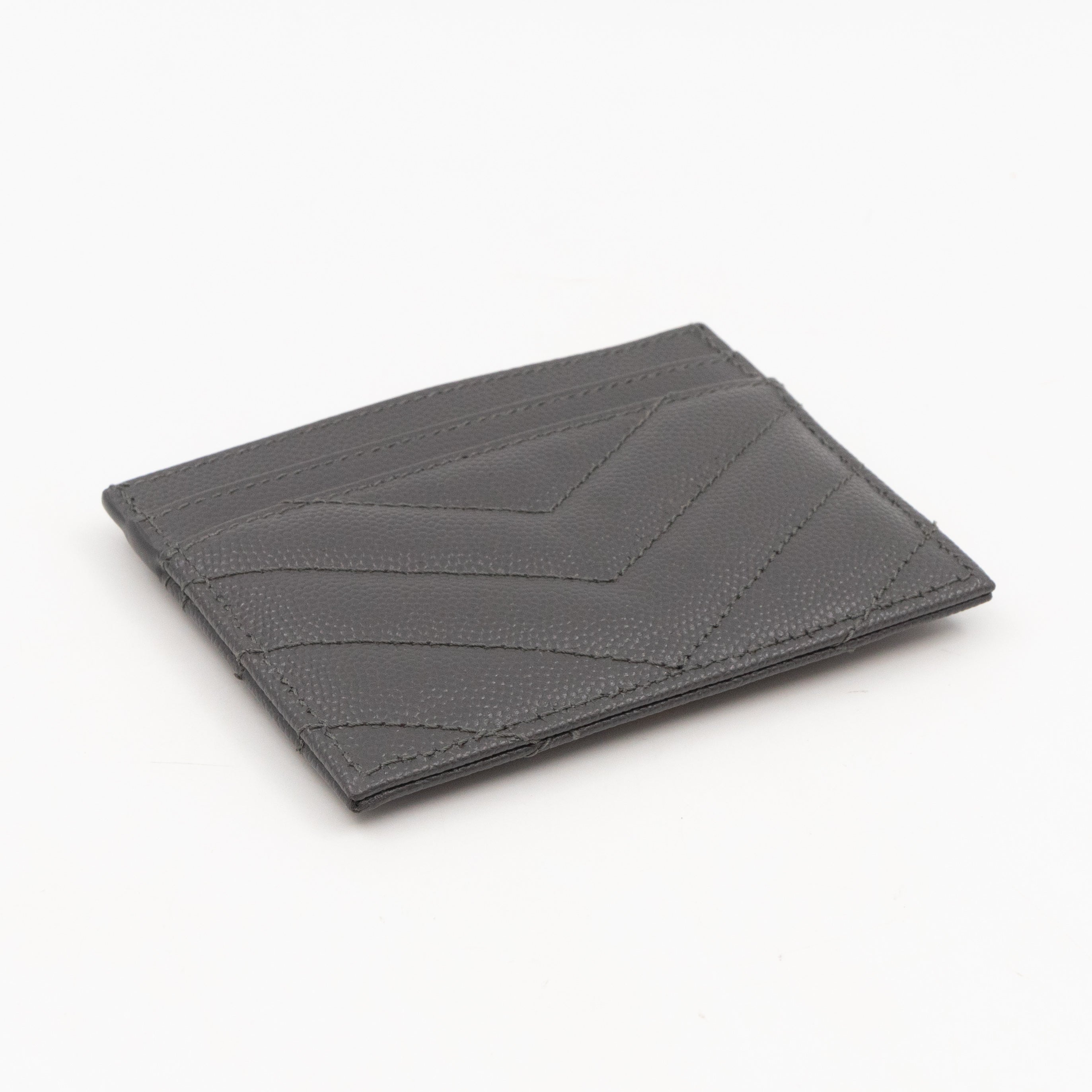 YSL Card Holder Grey Leather