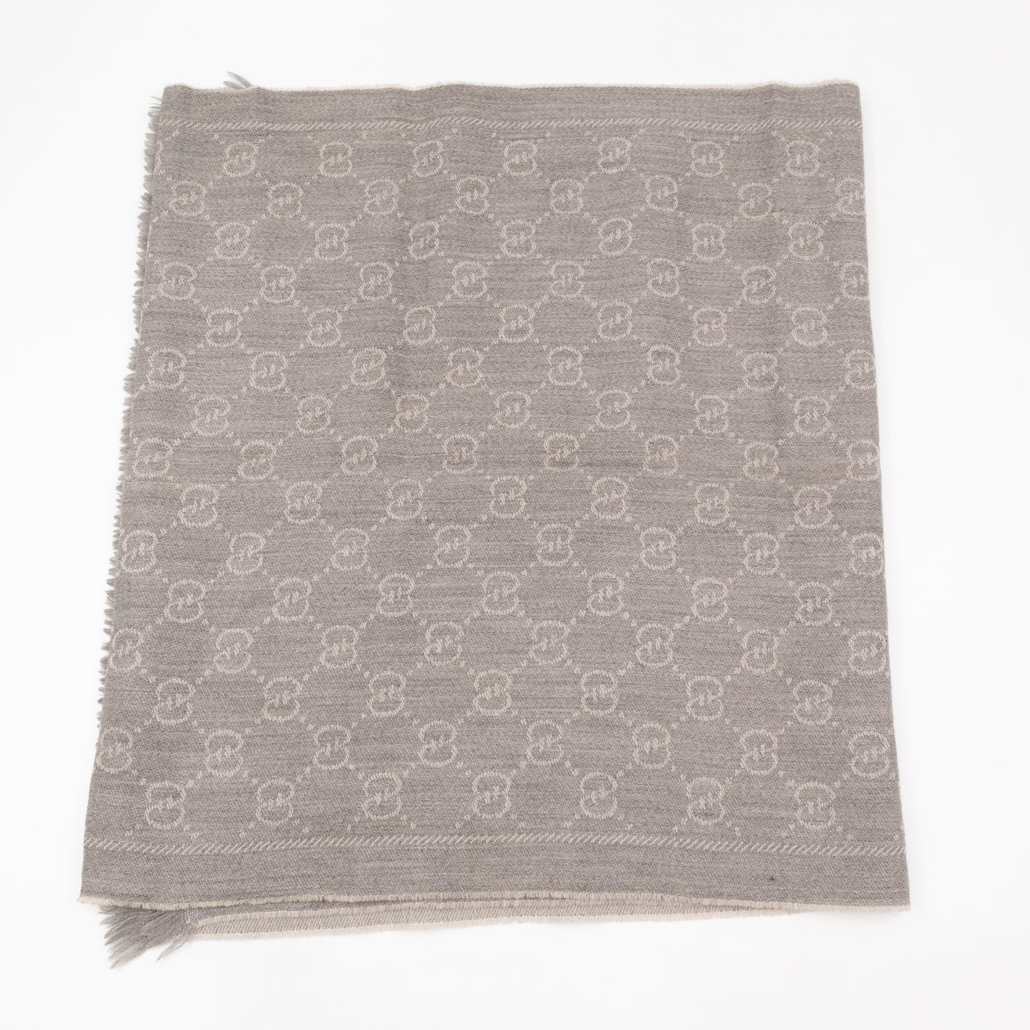 GG Jacquard Knitted Wool Scarf Gray