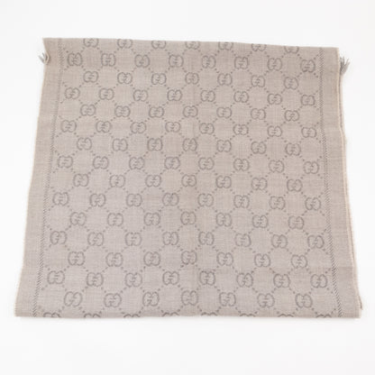 GG Jacquard Knitted Wool Scarf Gray