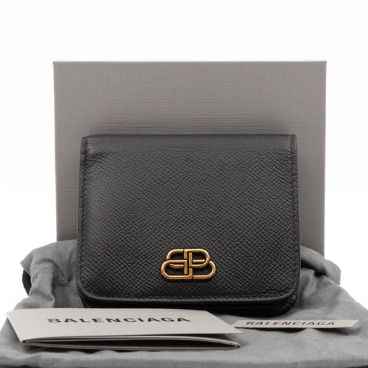 Monaco Flap Coin Card Holder Black Leather