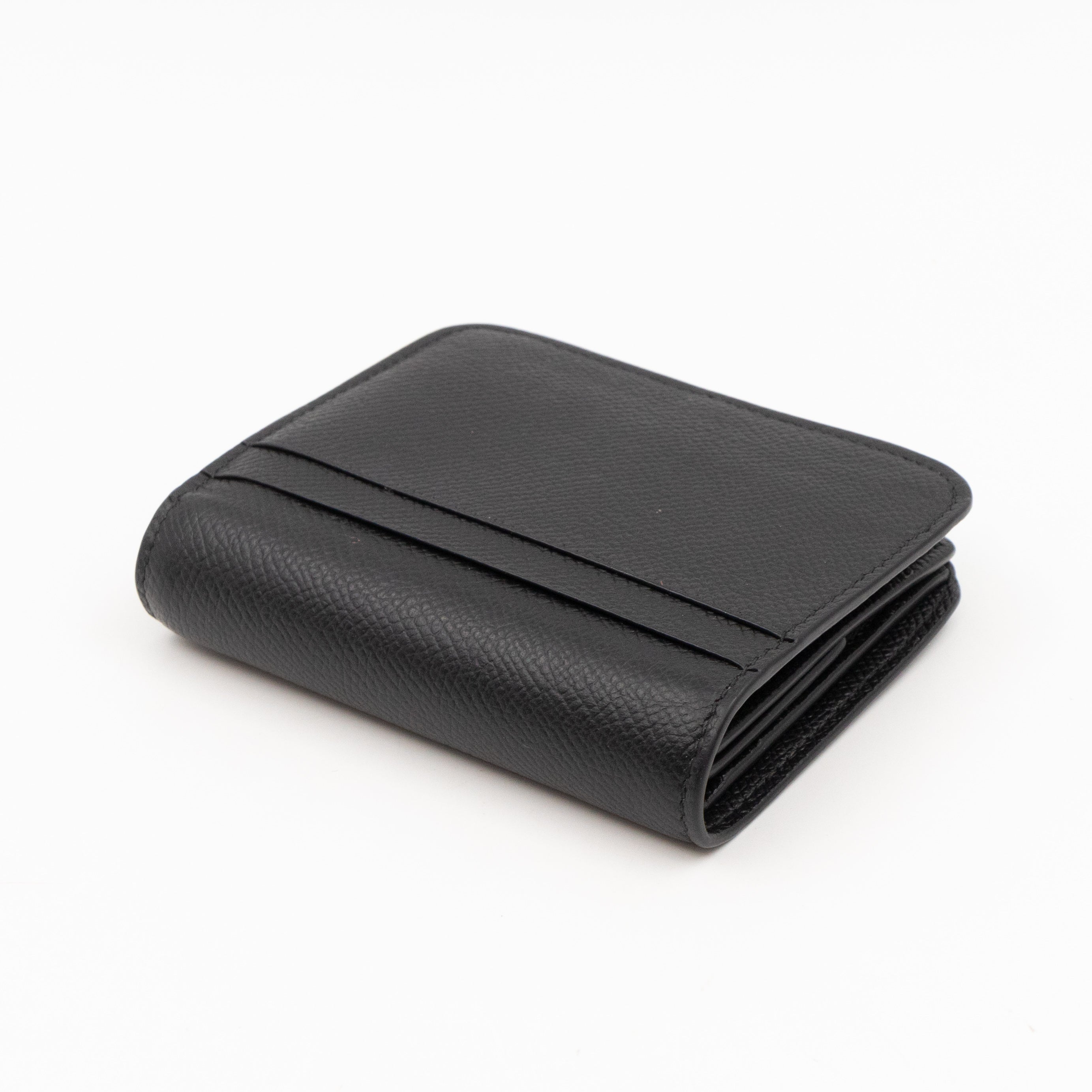 Monaco Flap Coin Card Holder Black Leather