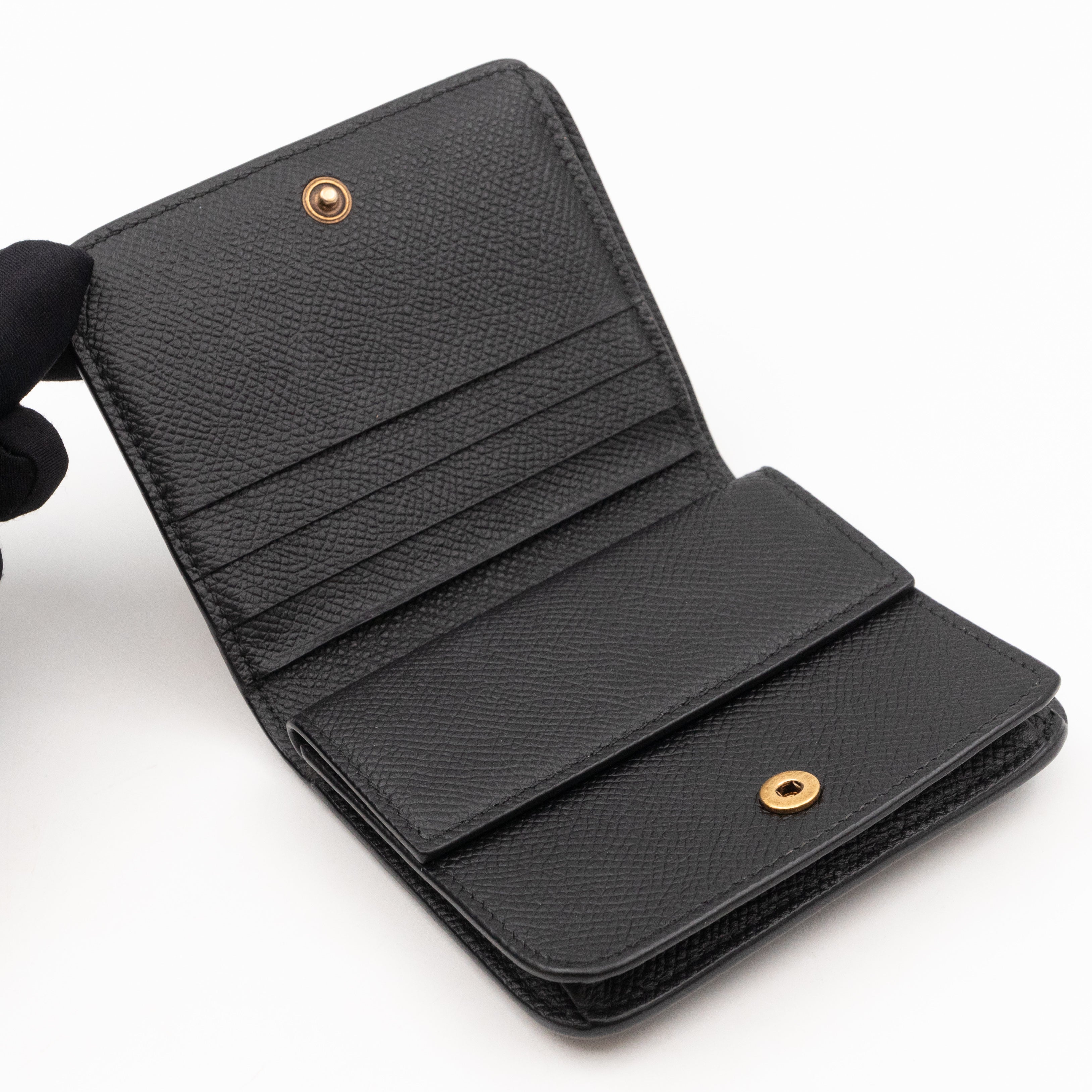Monaco Flap Coin Card Holder Black Leather