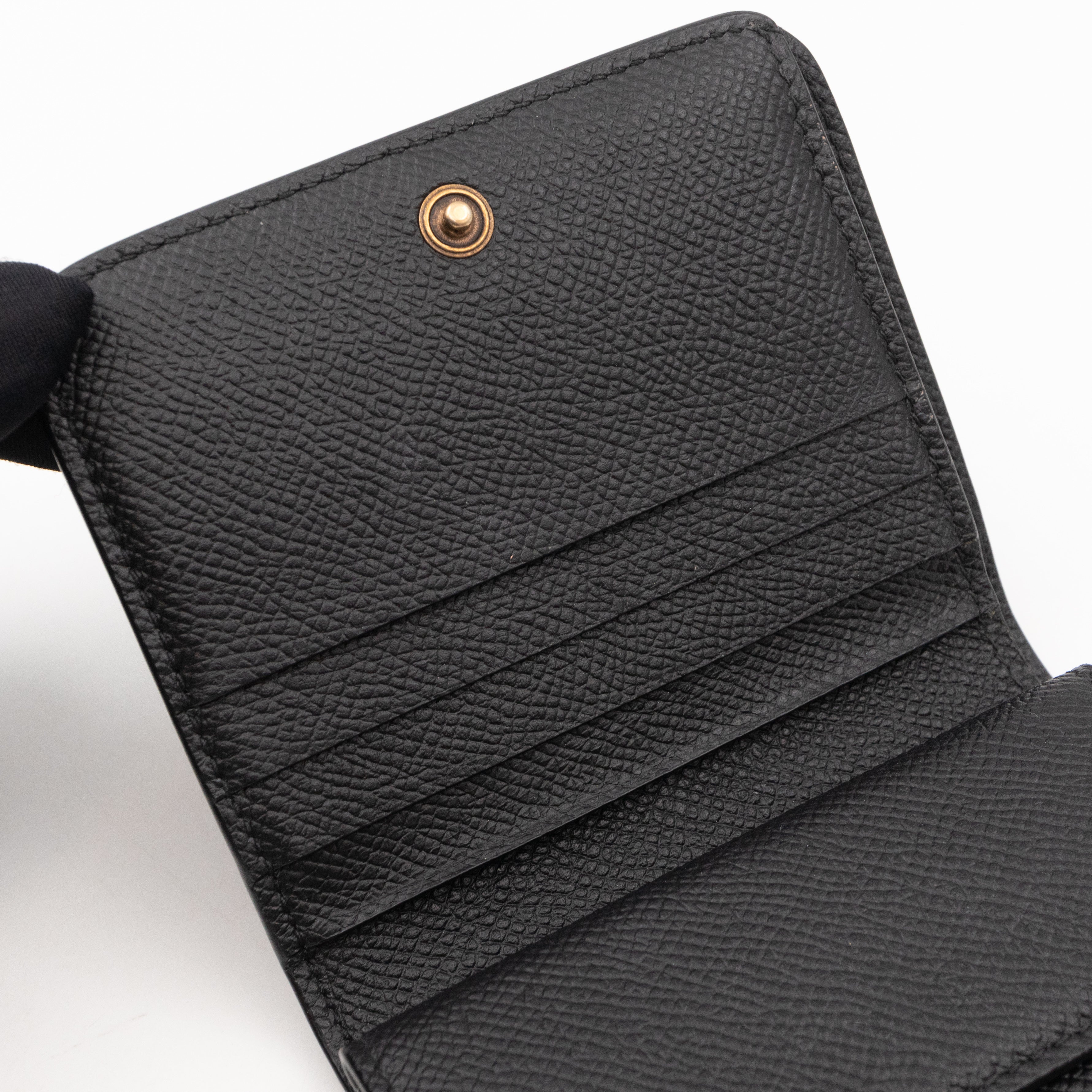 Monaco Flap Coin Card Holder Black Leather