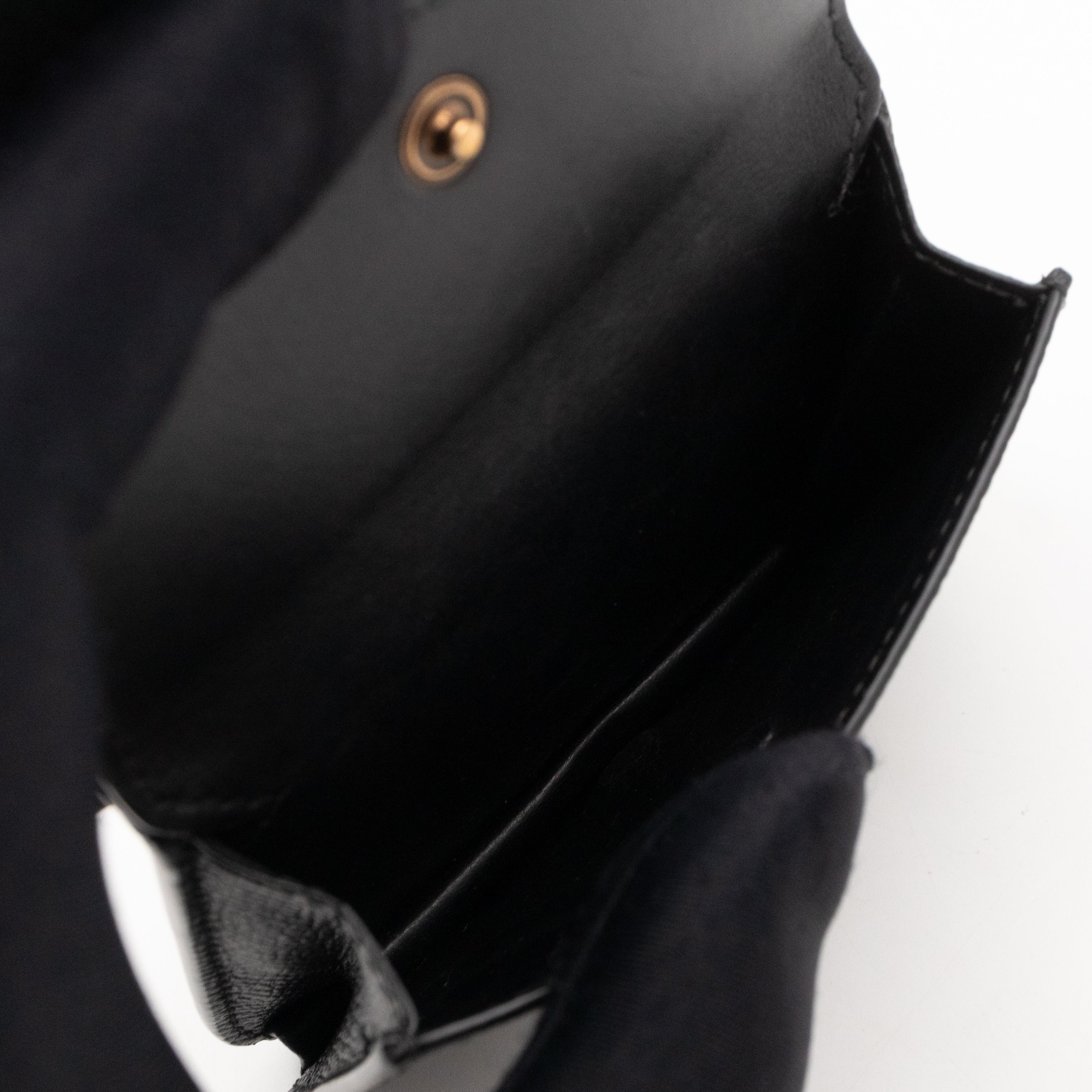 Monaco Flap Coin Card Holder Black Leather