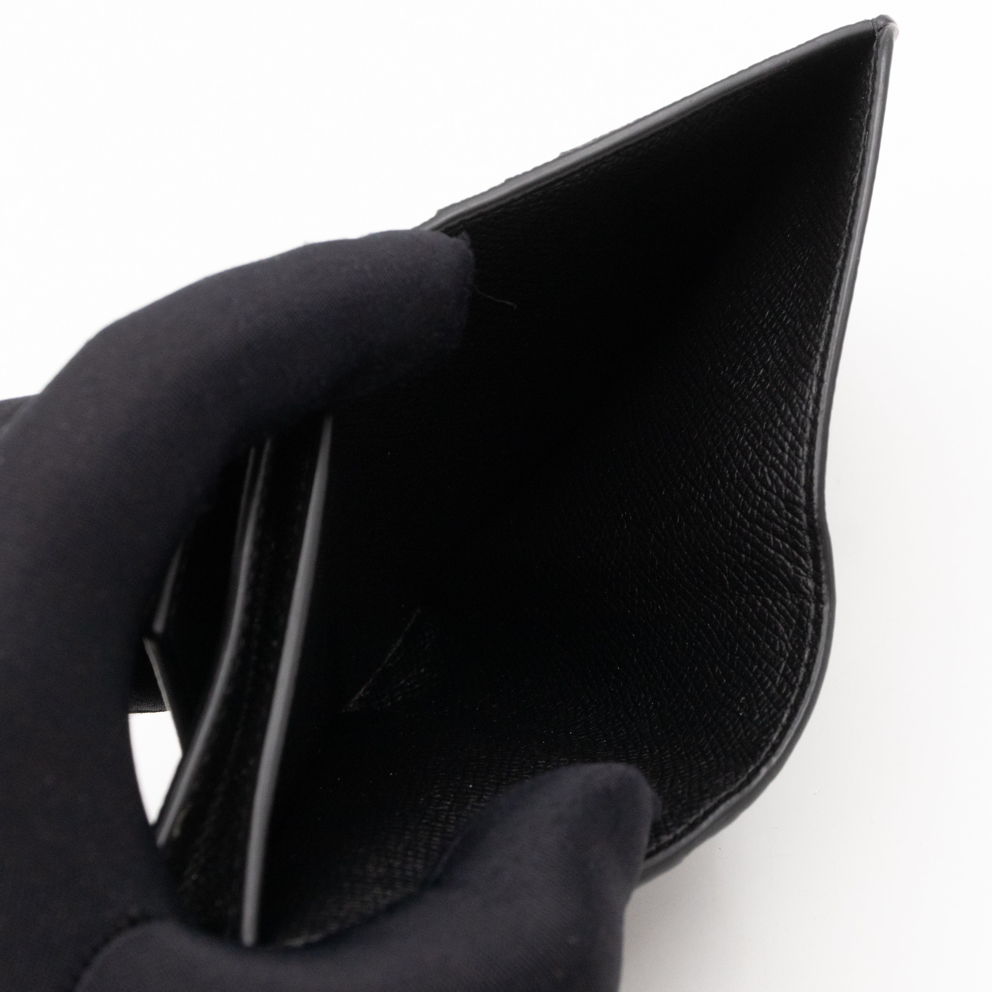 Monaco Flap Coin Card Holder Black Leather