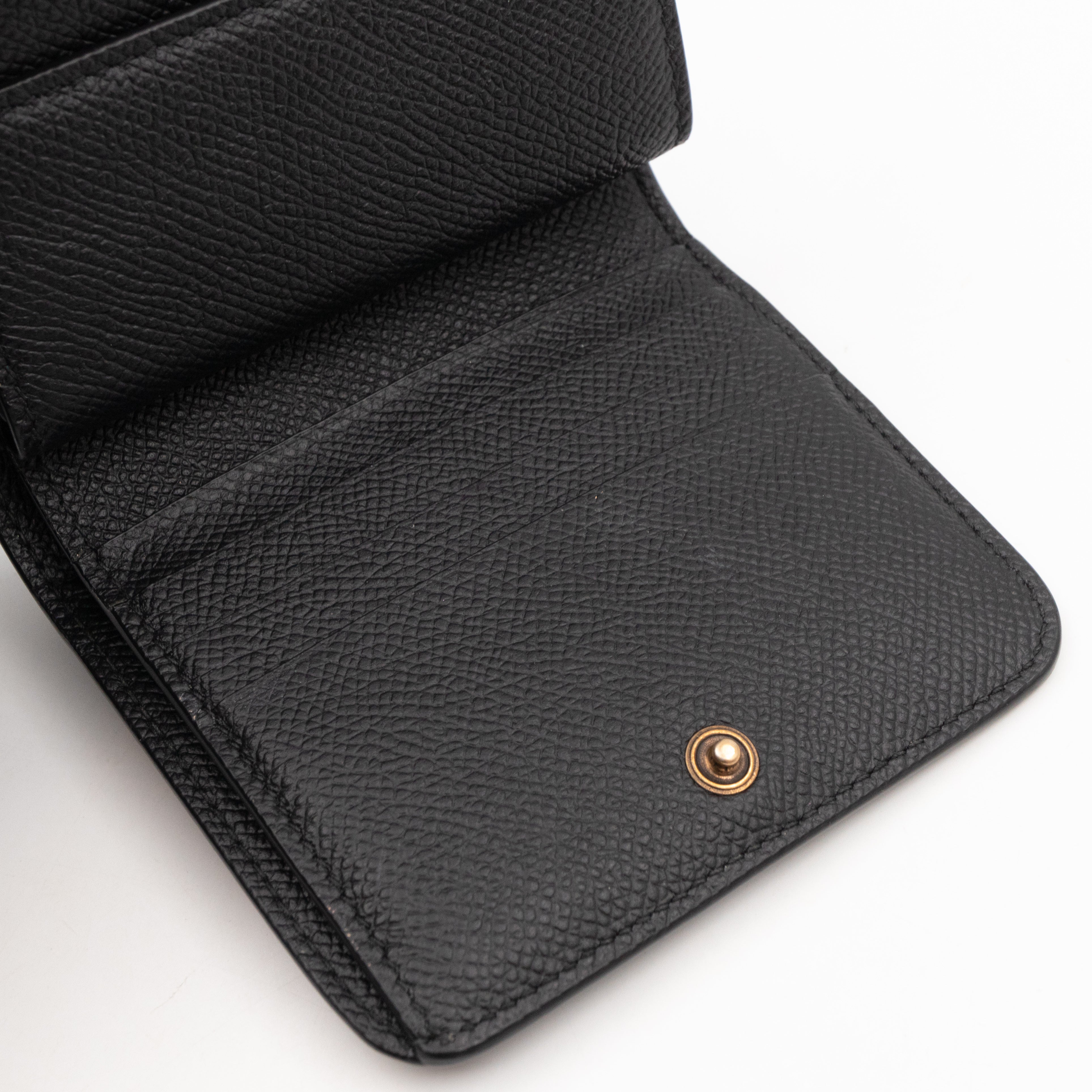 Monaco Flap Coin Card Holder Black Leather
