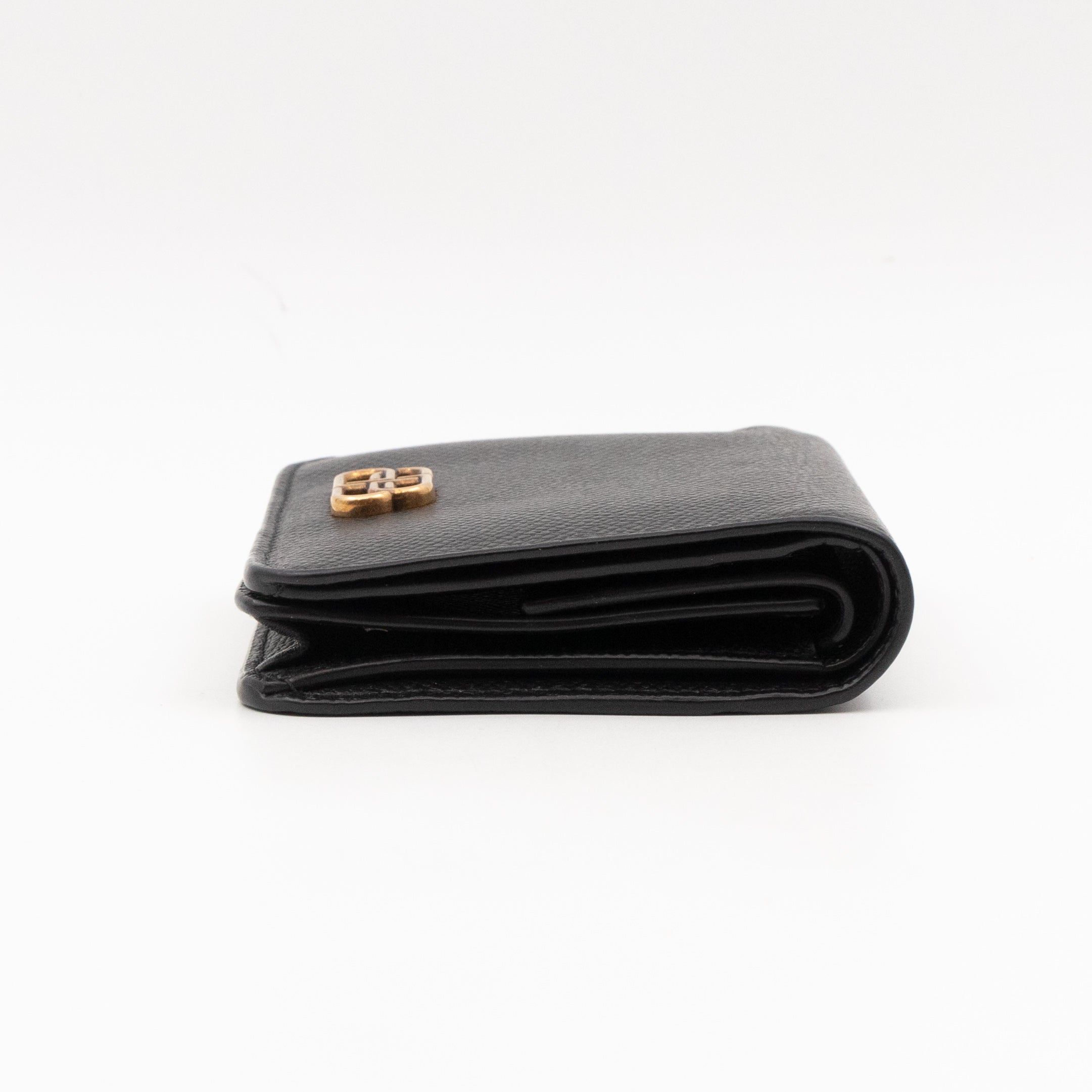 Monaco Flap Coin Card Holder Black Leather