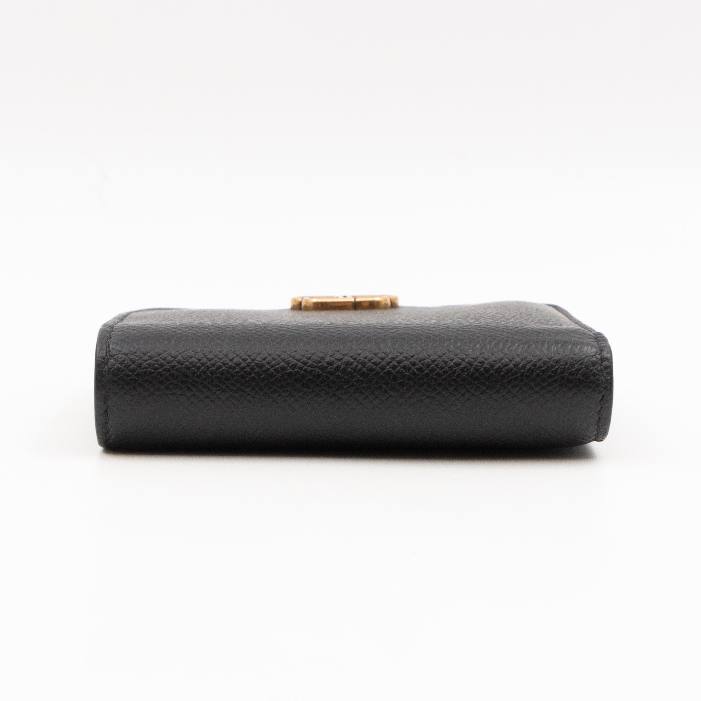 Monaco Flap Coin Card Holder Black Leather