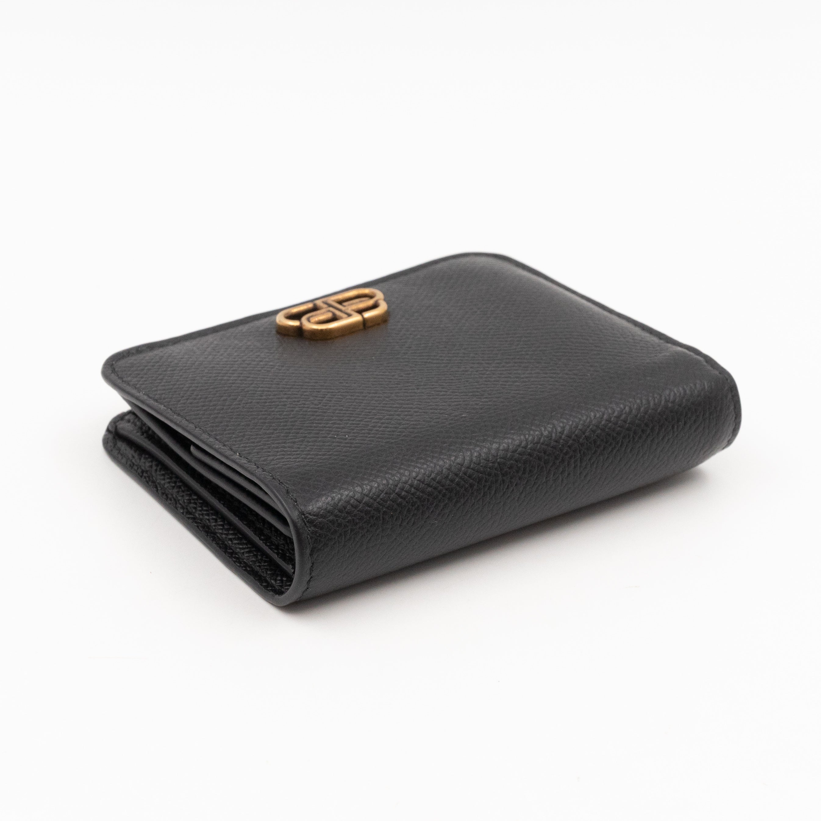 Monaco Flap Coin Card Holder Black Leather