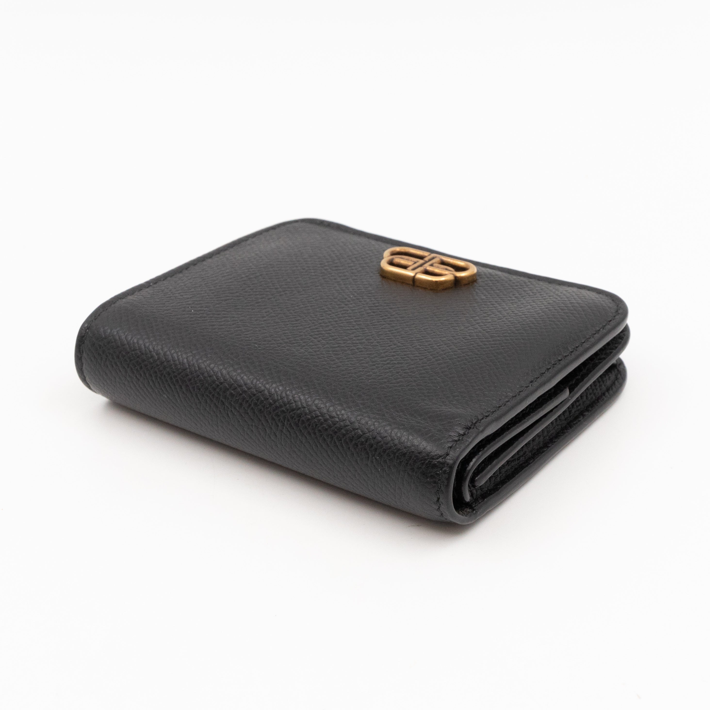Monaco Flap Coin Card Holder Black Leather
