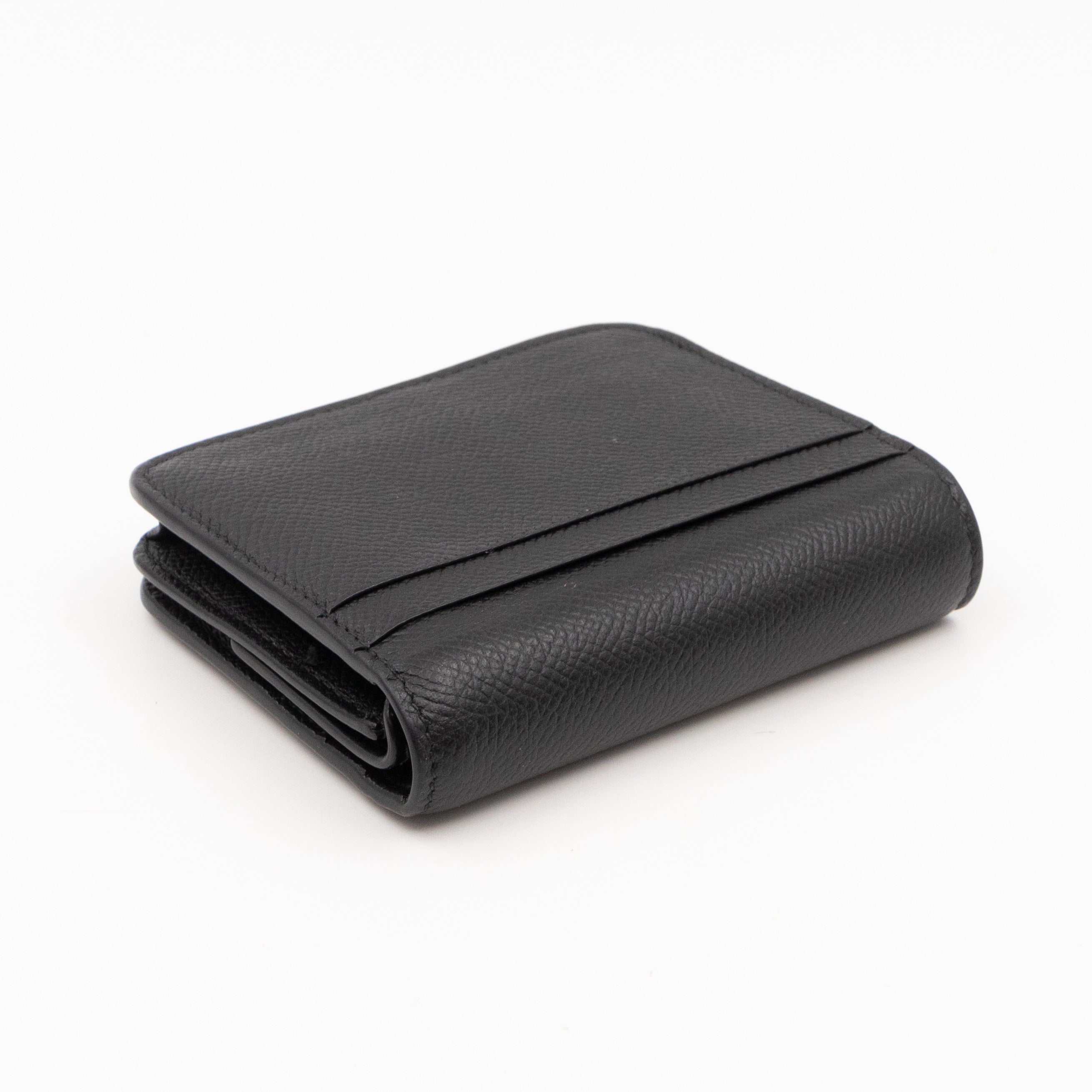Monaco Flap Coin Card Holder Black Leather