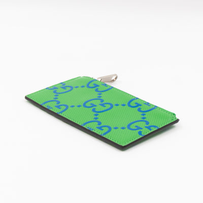 GG Embossed Zip Card Case Green