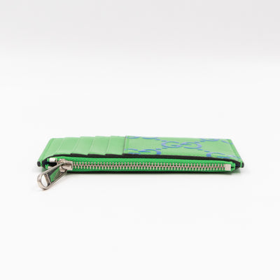 GG Embossed Zip Card Case Green