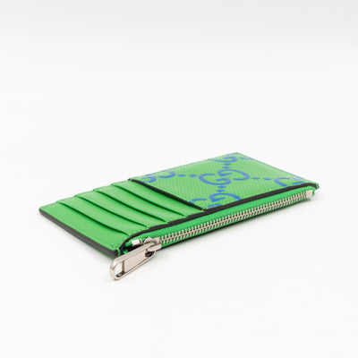GG Embossed Zip Card Case Green