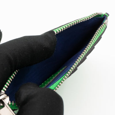 GG Embossed Zip Card Case Green