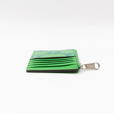 GG Embossed Zip Card Case Green