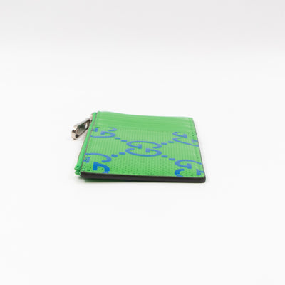 GG Embossed Zip Card Case Green