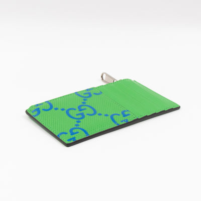 GG Embossed Zip Card Case Green
