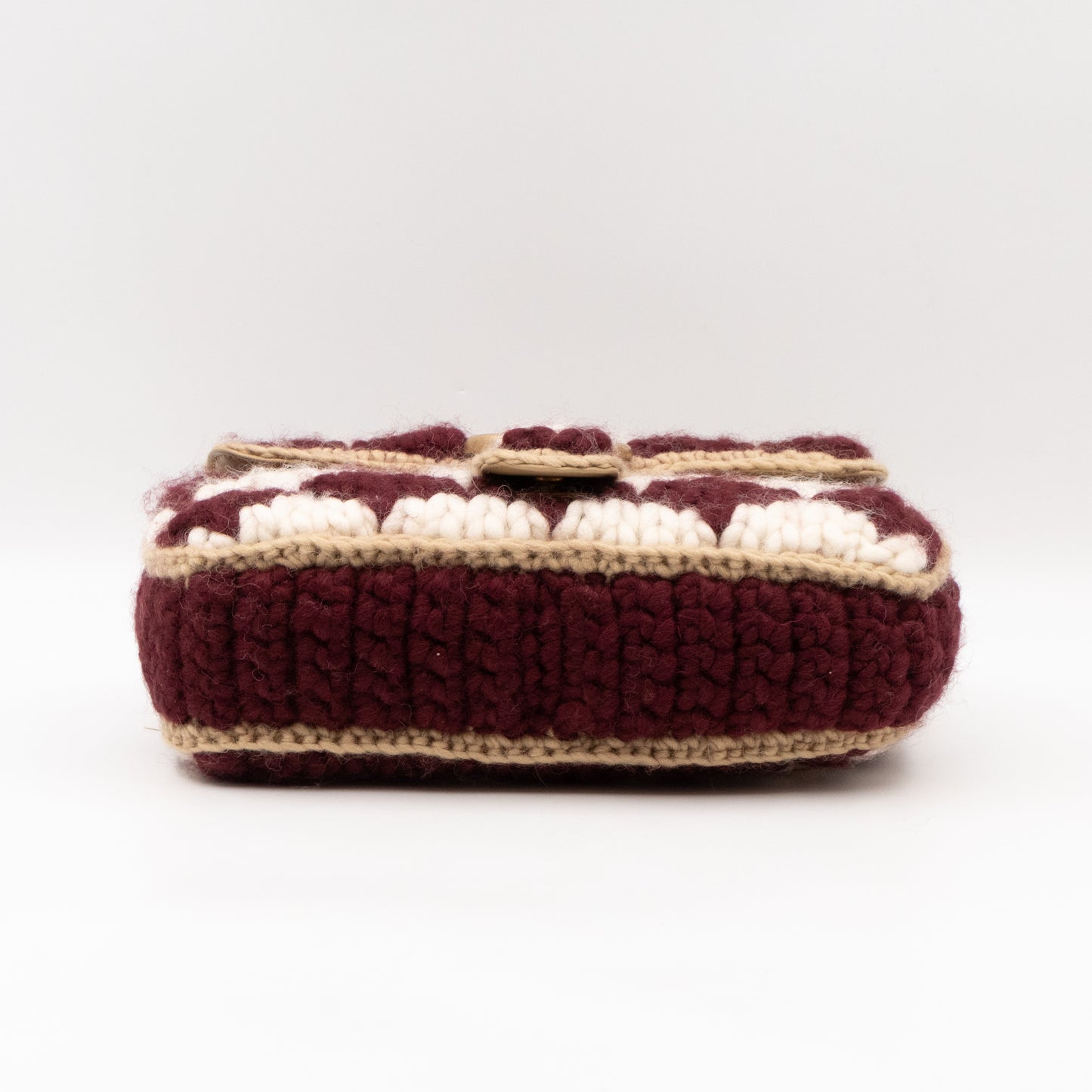 GG Marmont Small Houndstooth Crochet White and Bordeaux