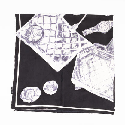 Silk Scarf 86 Black and White