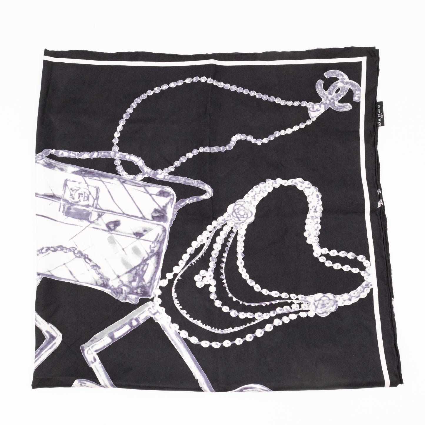 Silk Scarf 86 Black and White