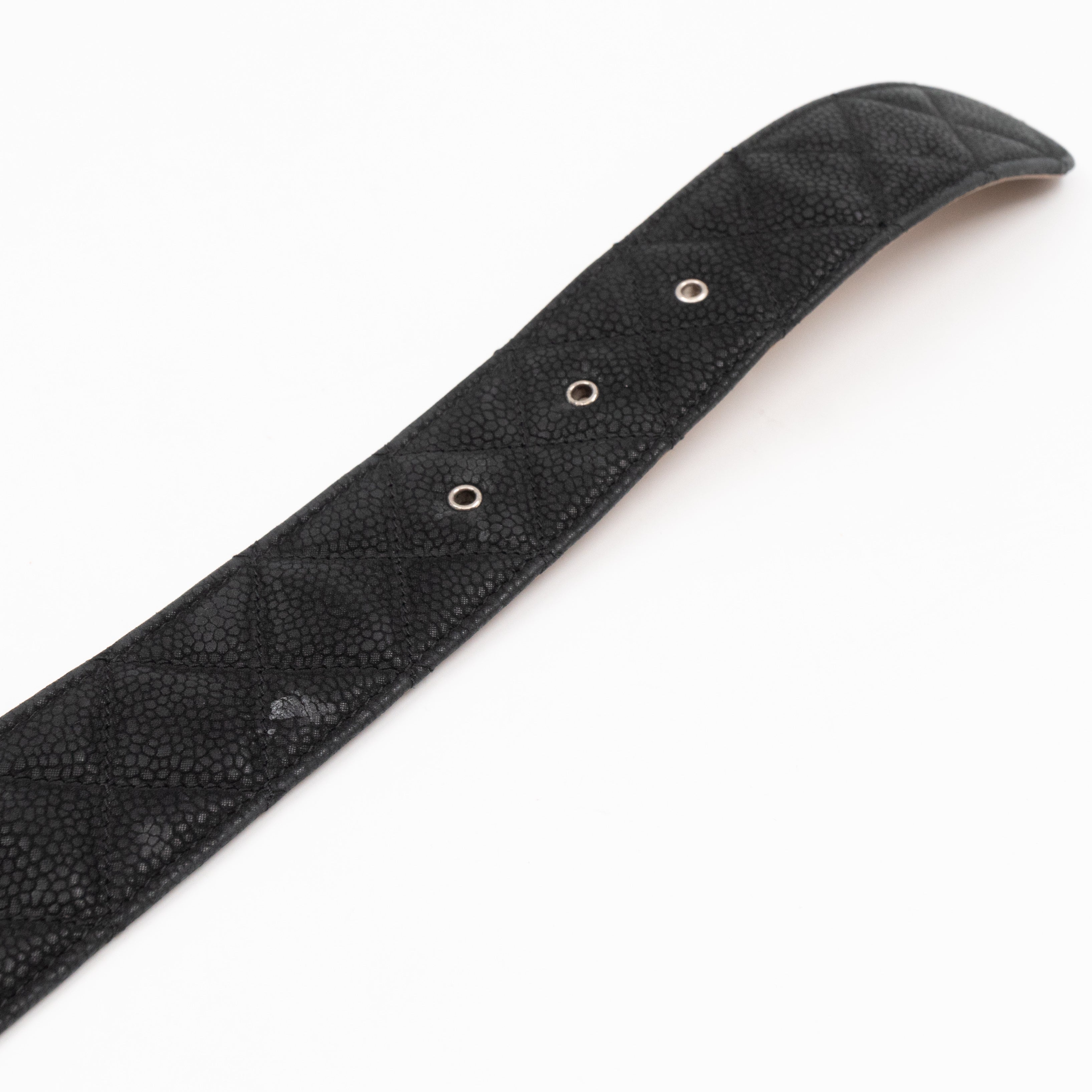 CC Buckle Belt Black Matte Caviar Leather 85/34
