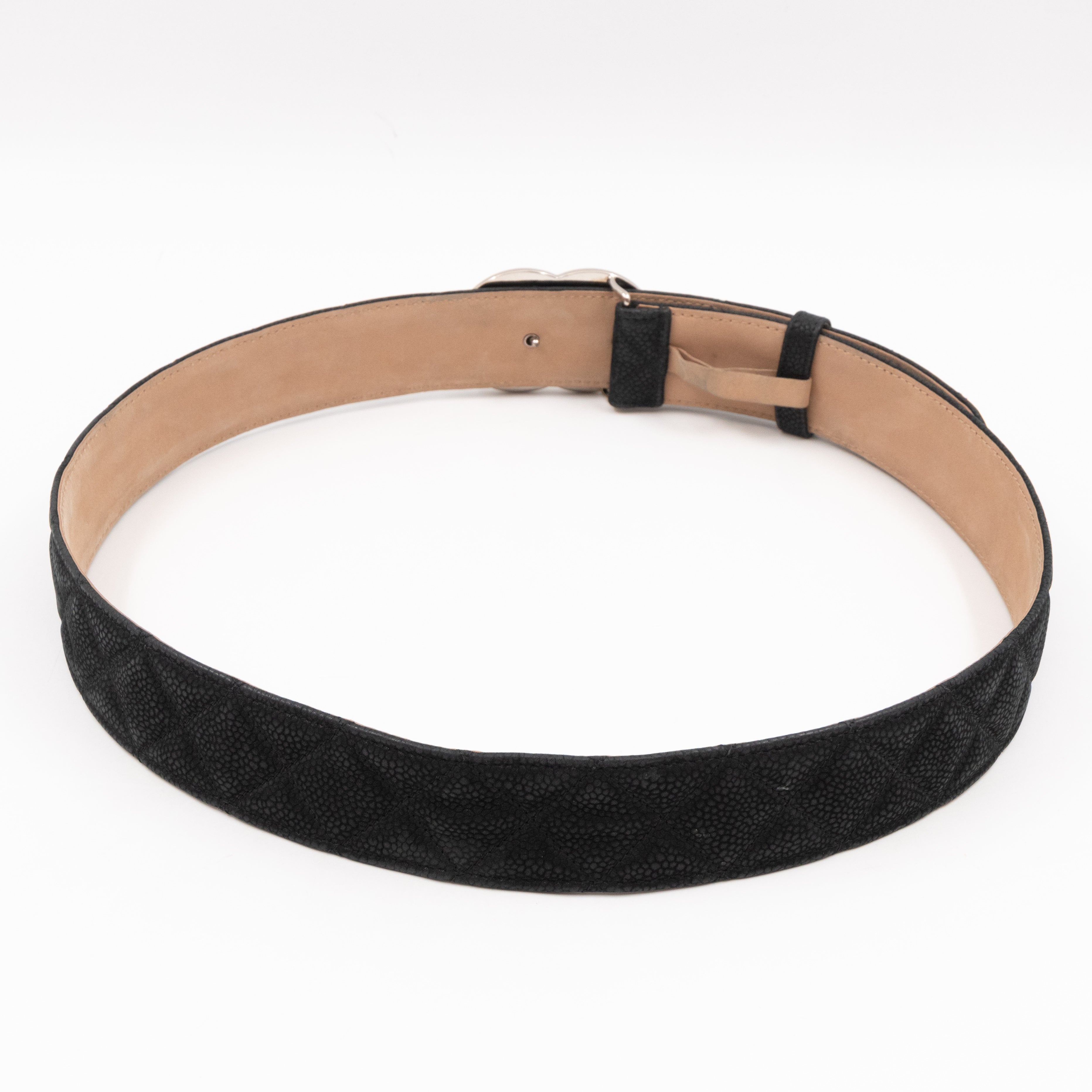 CC Buckle Belt Black Matte Caviar Leather 85/34
