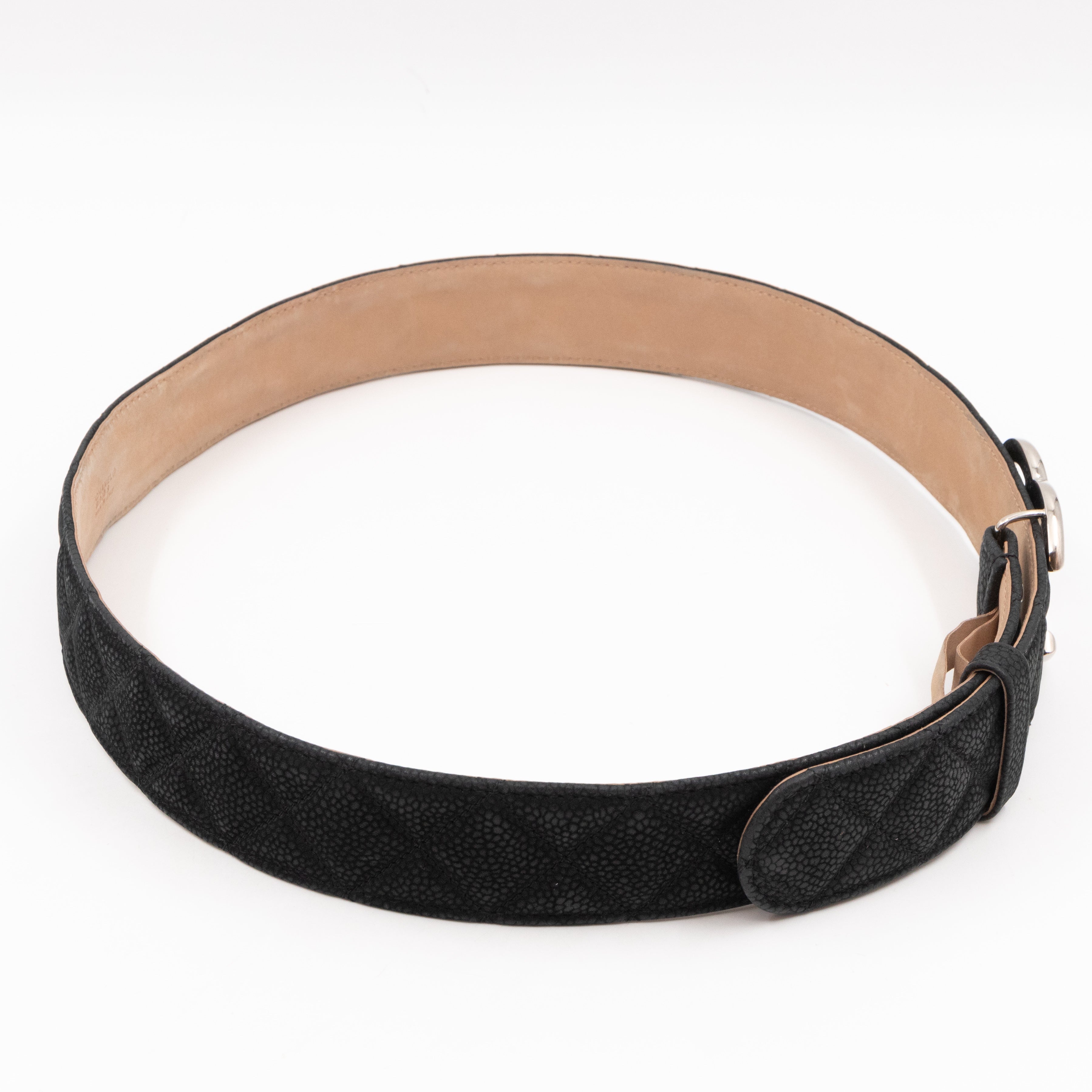 CC Buckle Belt Black Matte Caviar Leather 85/34