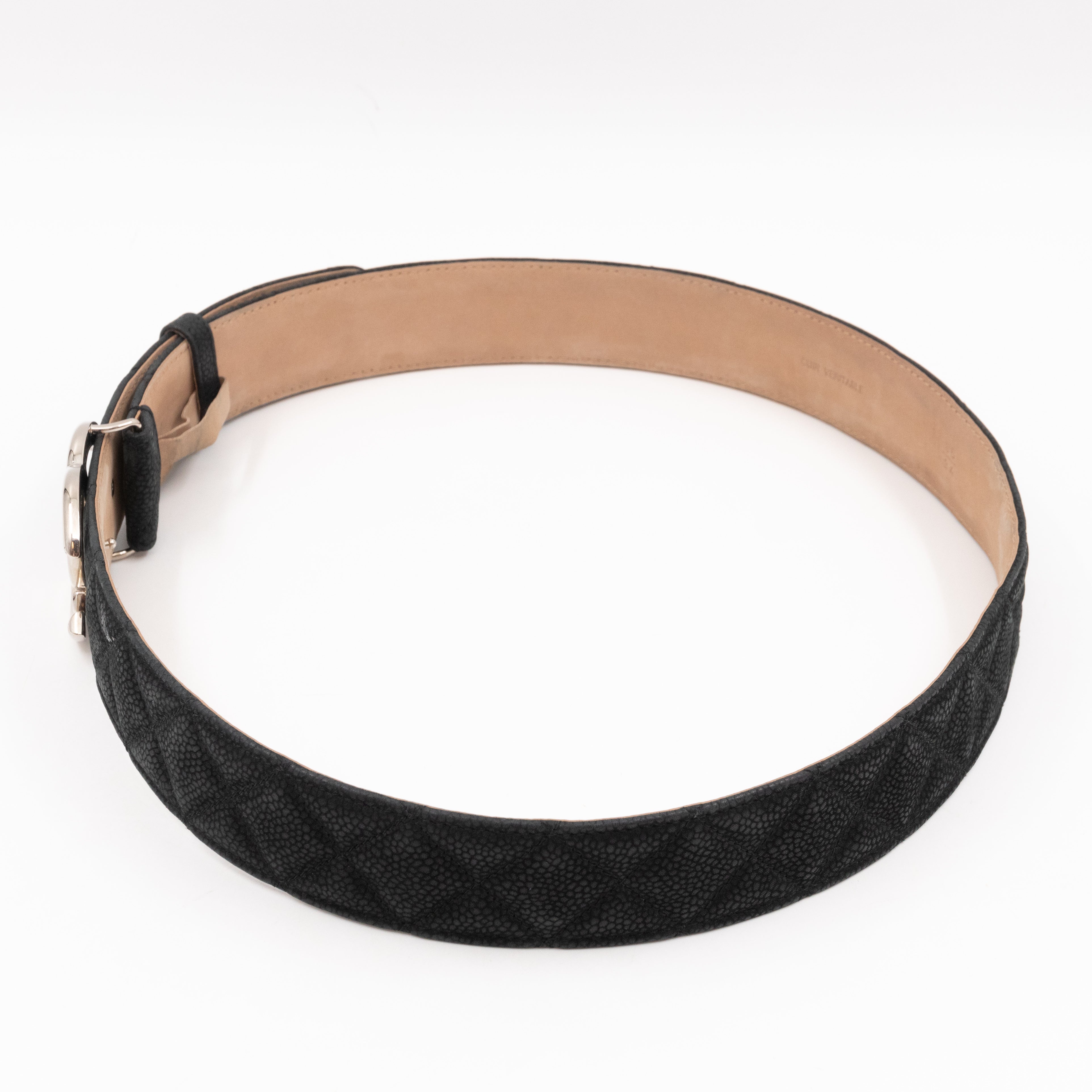 CC Buckle Belt Black Matte Caviar Leather 85/34