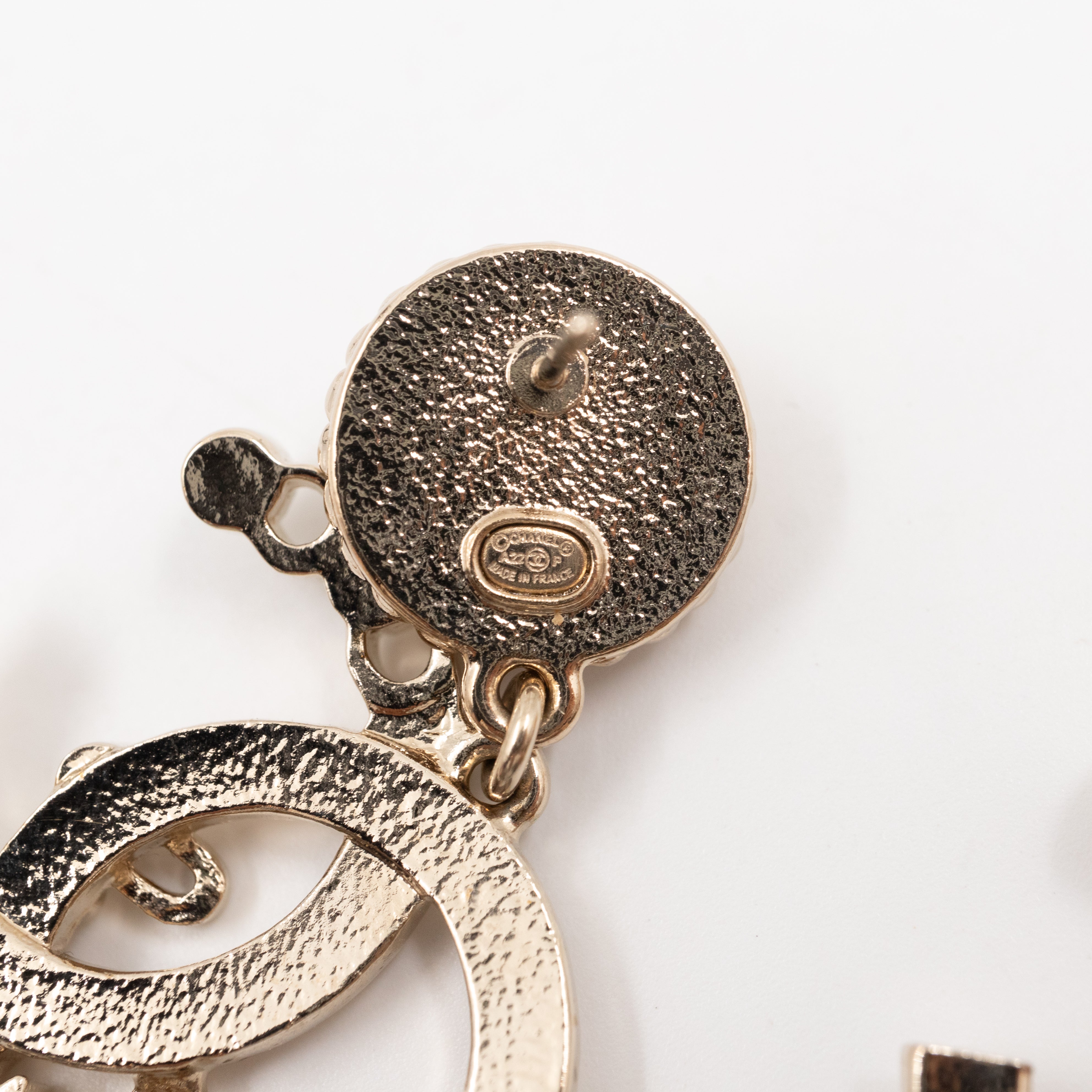 Coco Script CC Drop Pearl Cahmpagne Earrings