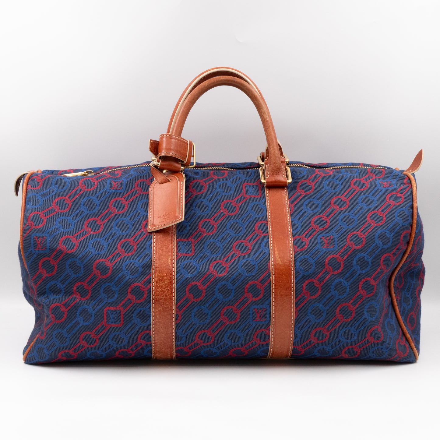 Keepall 50 Ouvea Blue Red Canvas Brown Leather