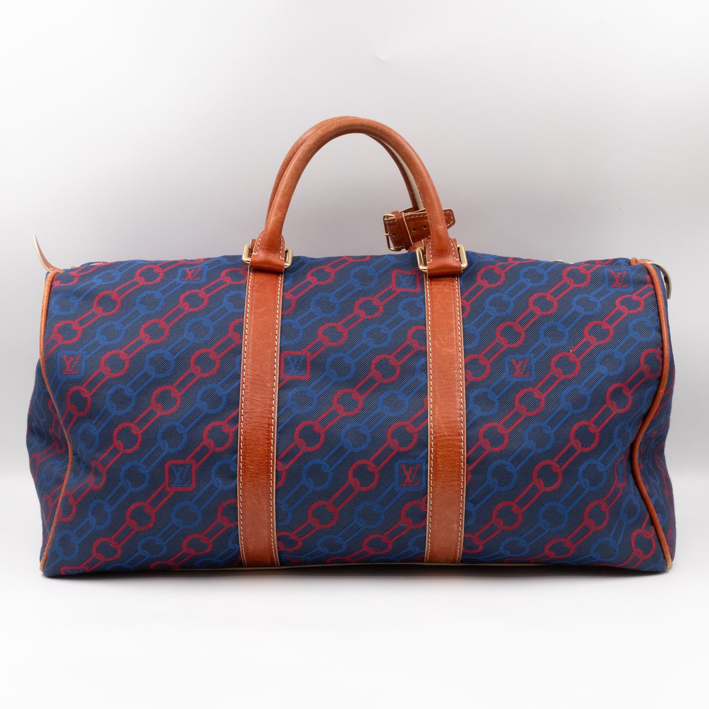 Keepall 50 Ouvea Blue Red Canvas Brown Leather