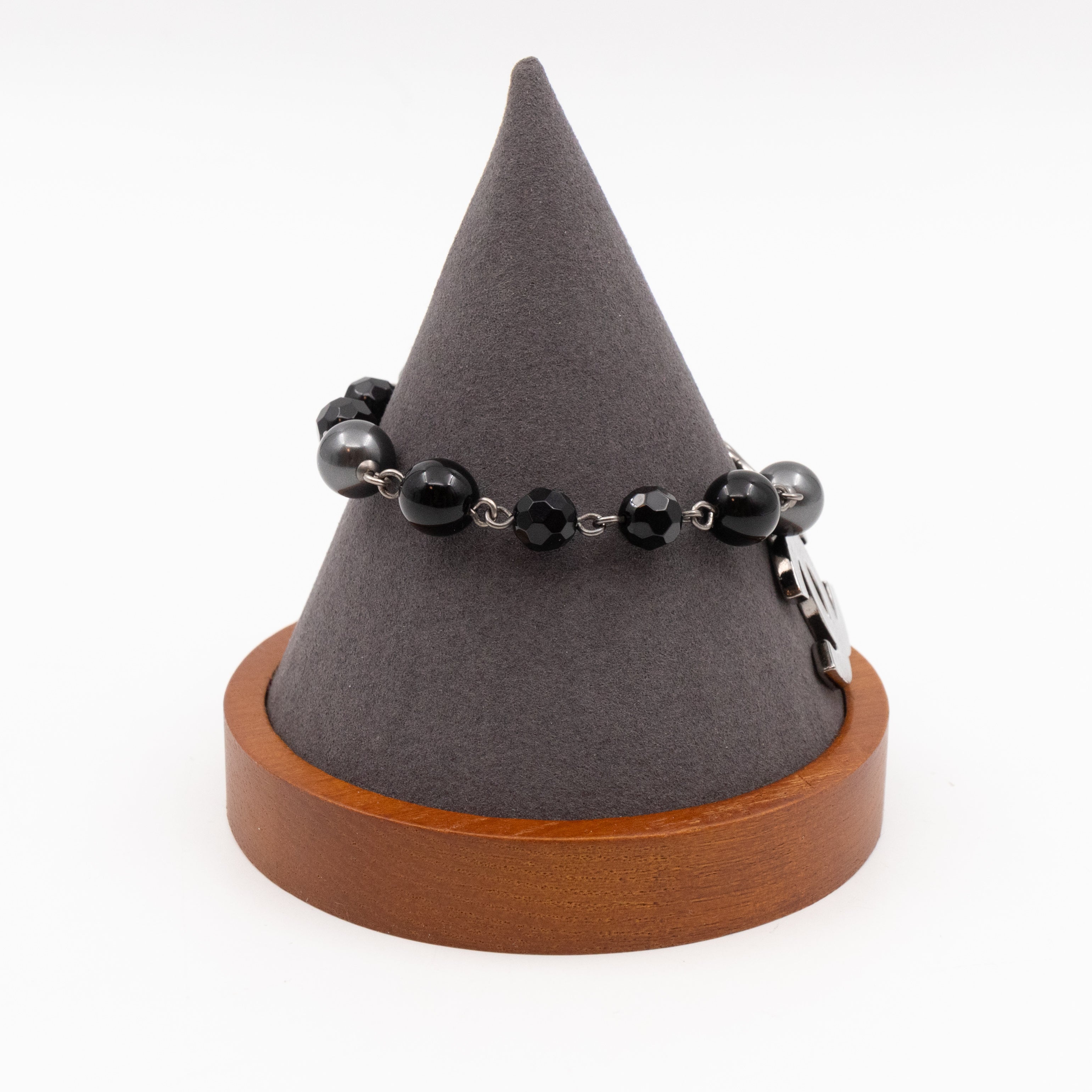 CC Coco Mark Black Bead Charm Bracelet