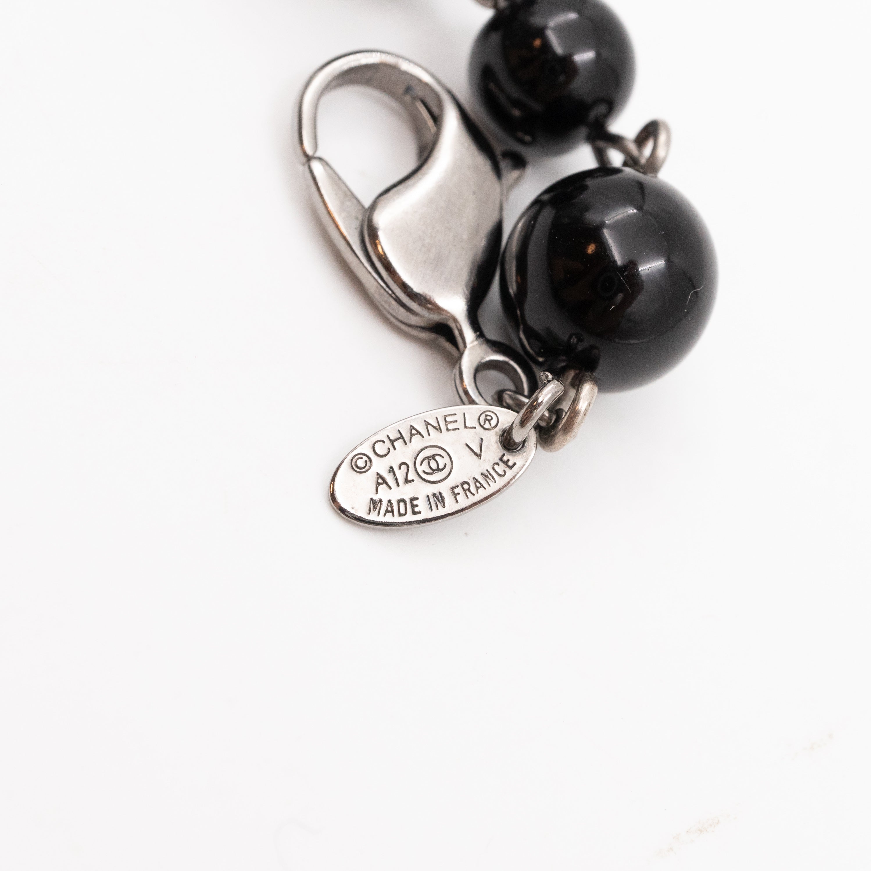 CC Coco Mark Black Bead Charm Bracelet