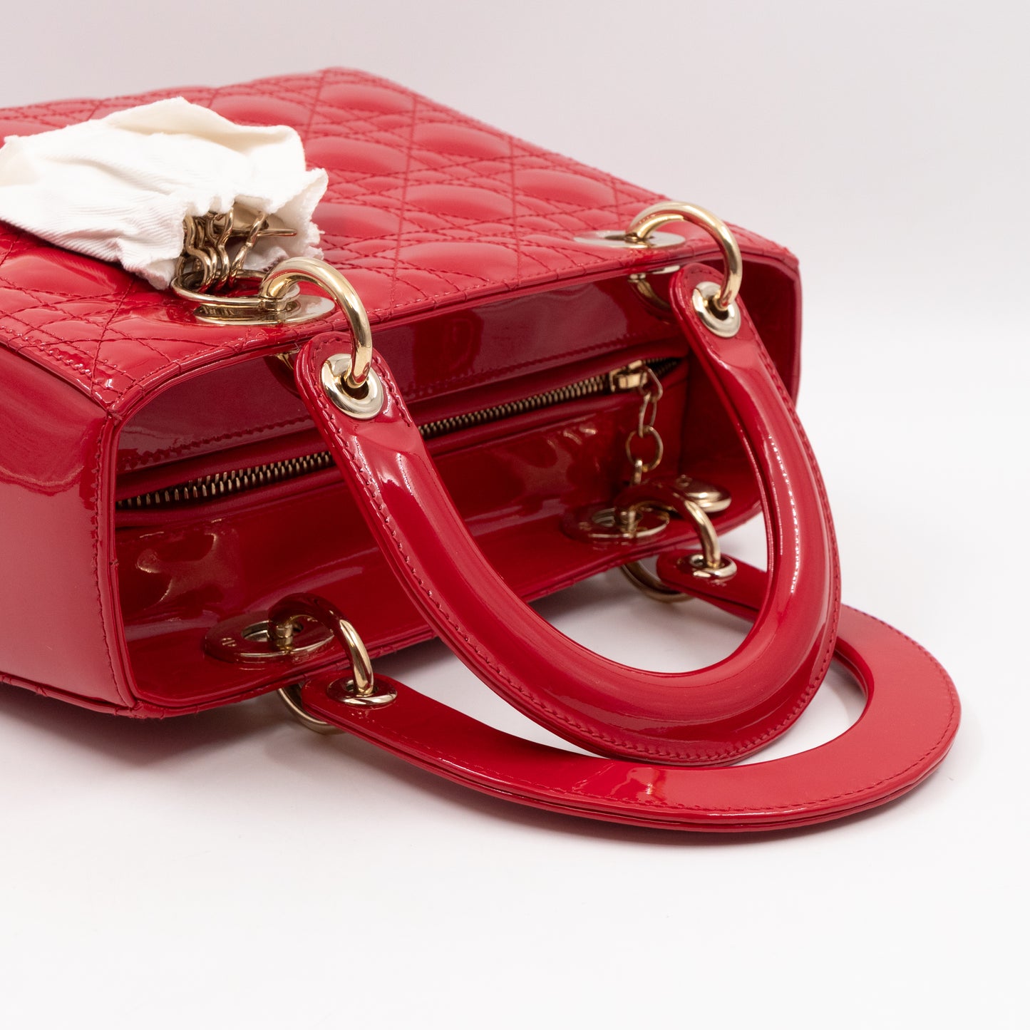 Lady Dior Medium Red Patent Leather