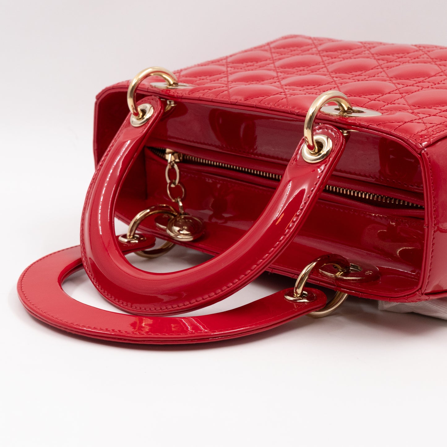 Lady Dior Medium Red Patent Leather