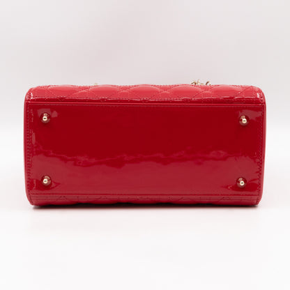 Lady Dior Medium Red Patent Leather